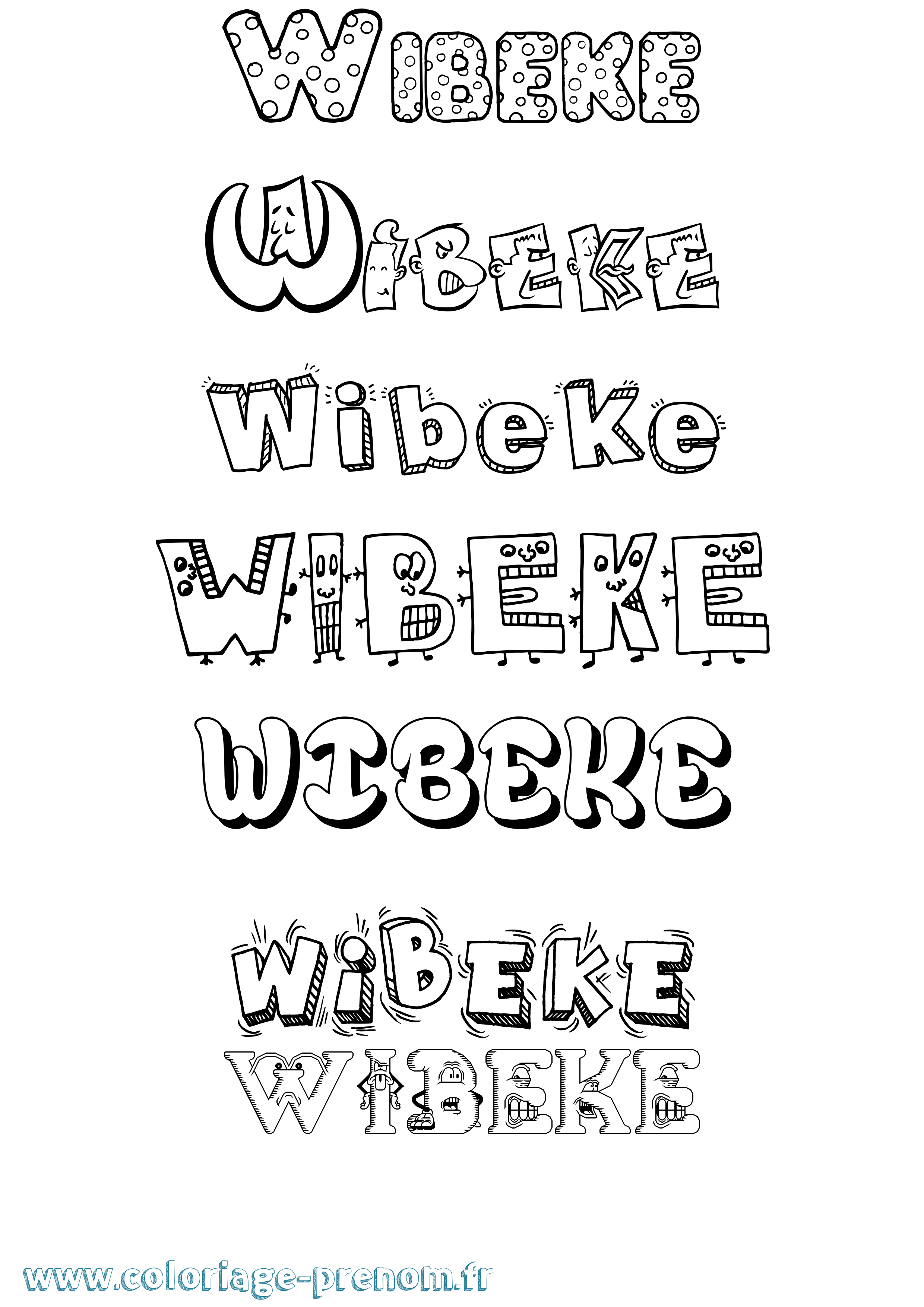 Coloriage prénom Wibeke Fun