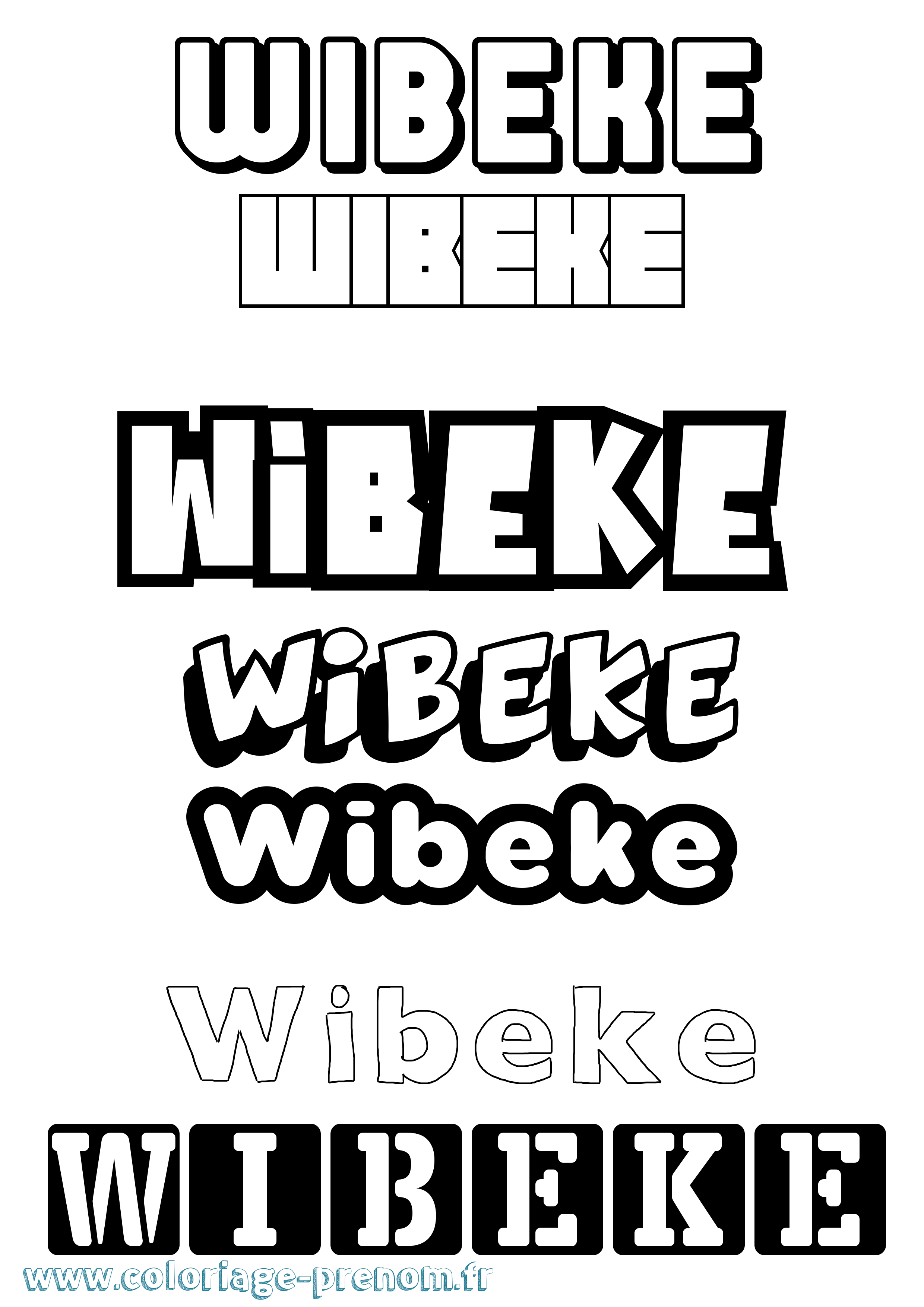 Coloriage prénom Wibeke Simple