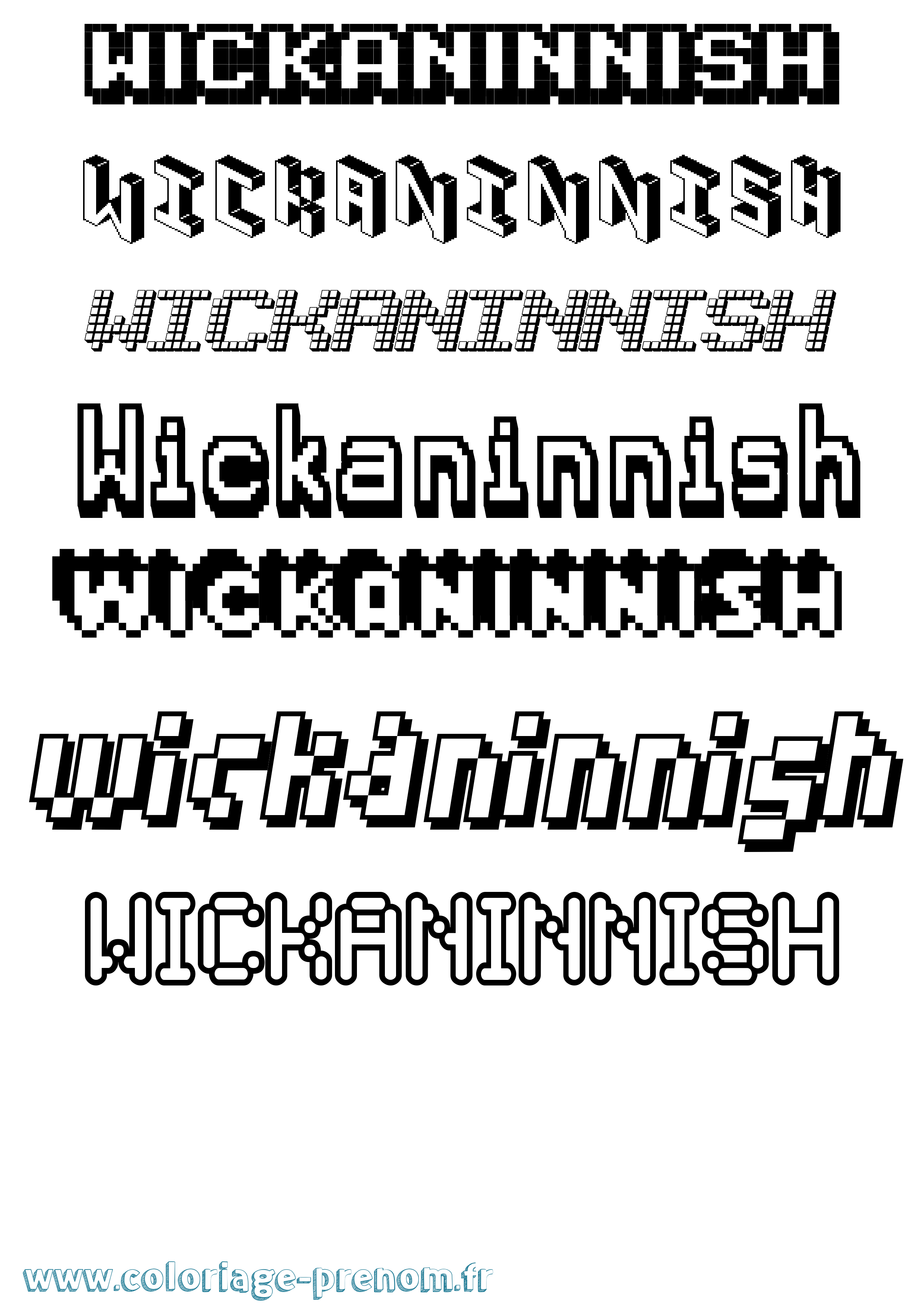 Coloriage prénom Wickaninnish Pixel