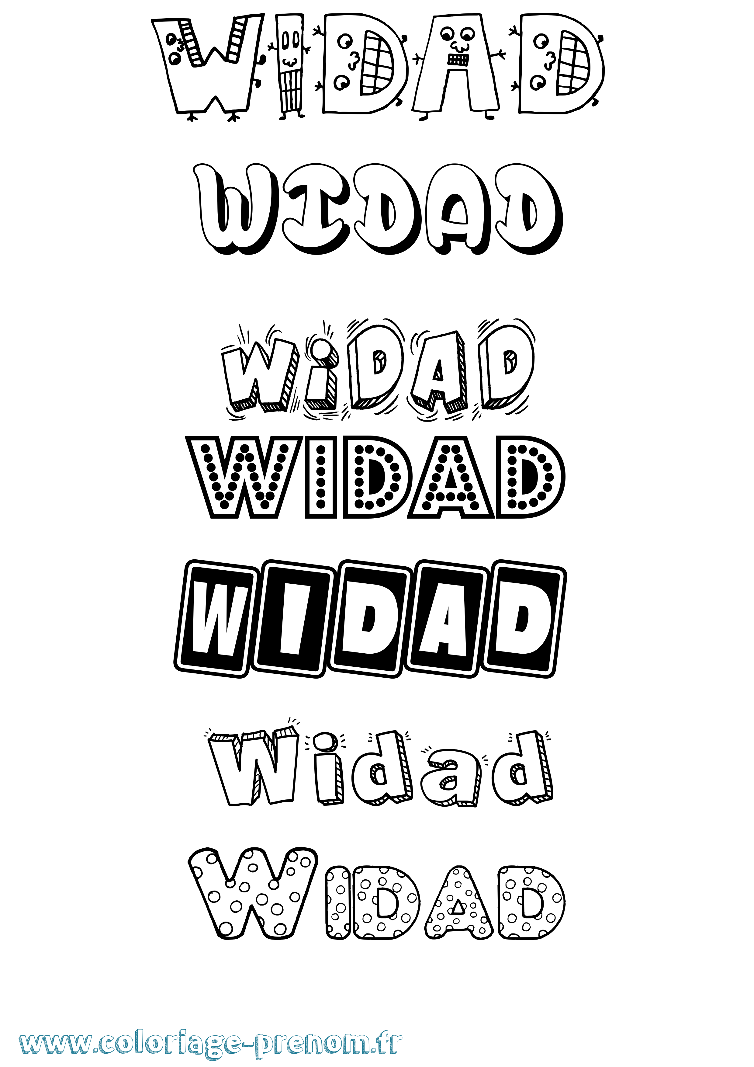 Coloriage prénom Widad Fun
