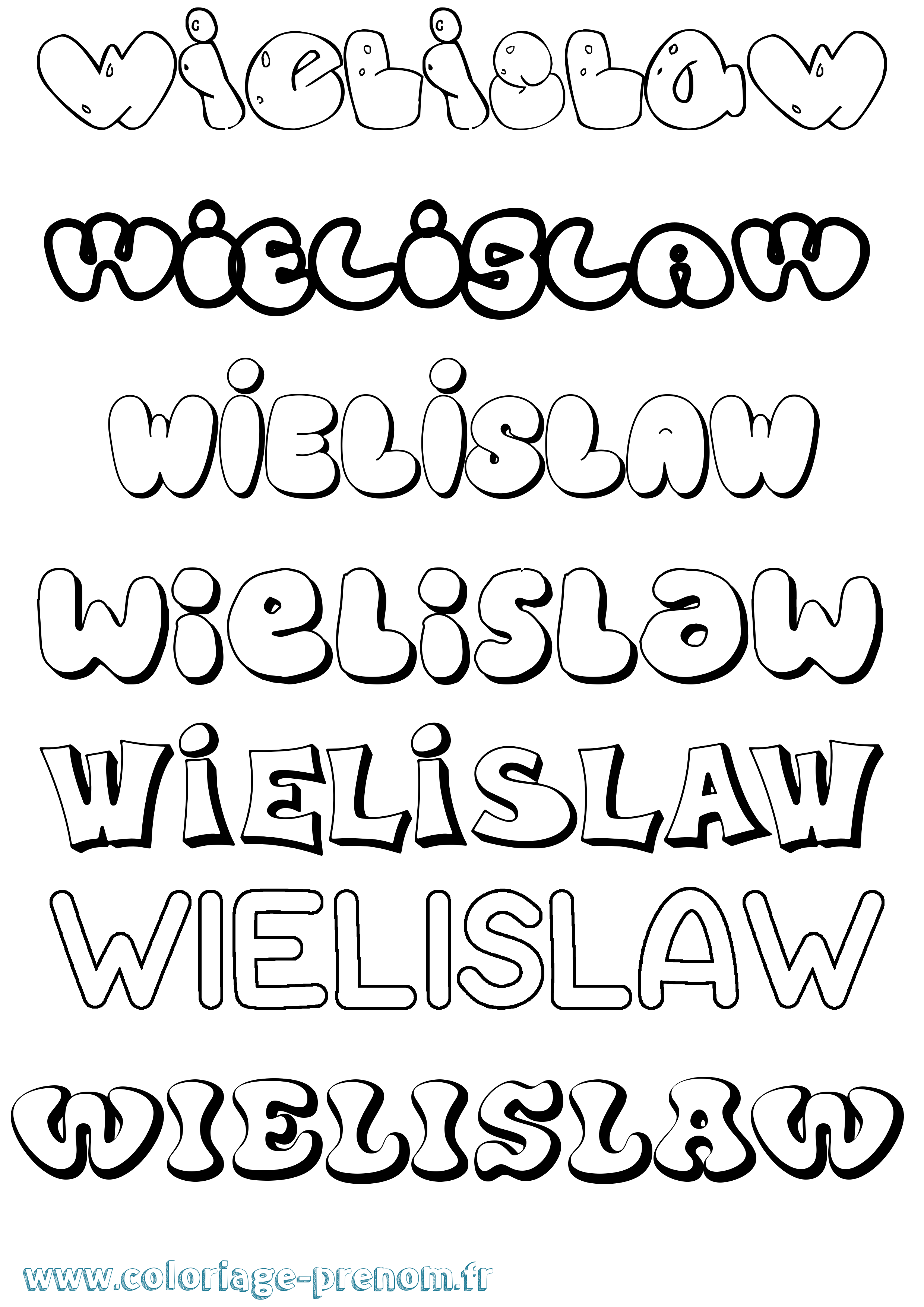 Coloriage Wielislaw Bubble Coloriage prénom Wielislaw Bubble