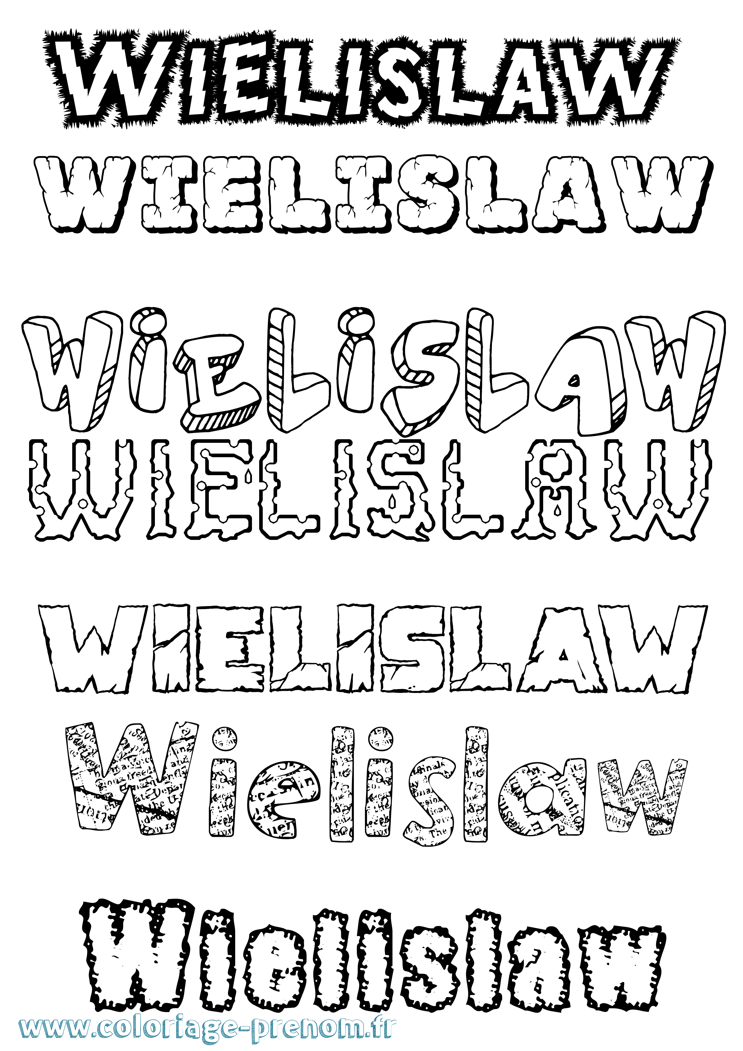 Coloriage prénom Wielislaw Destructuré