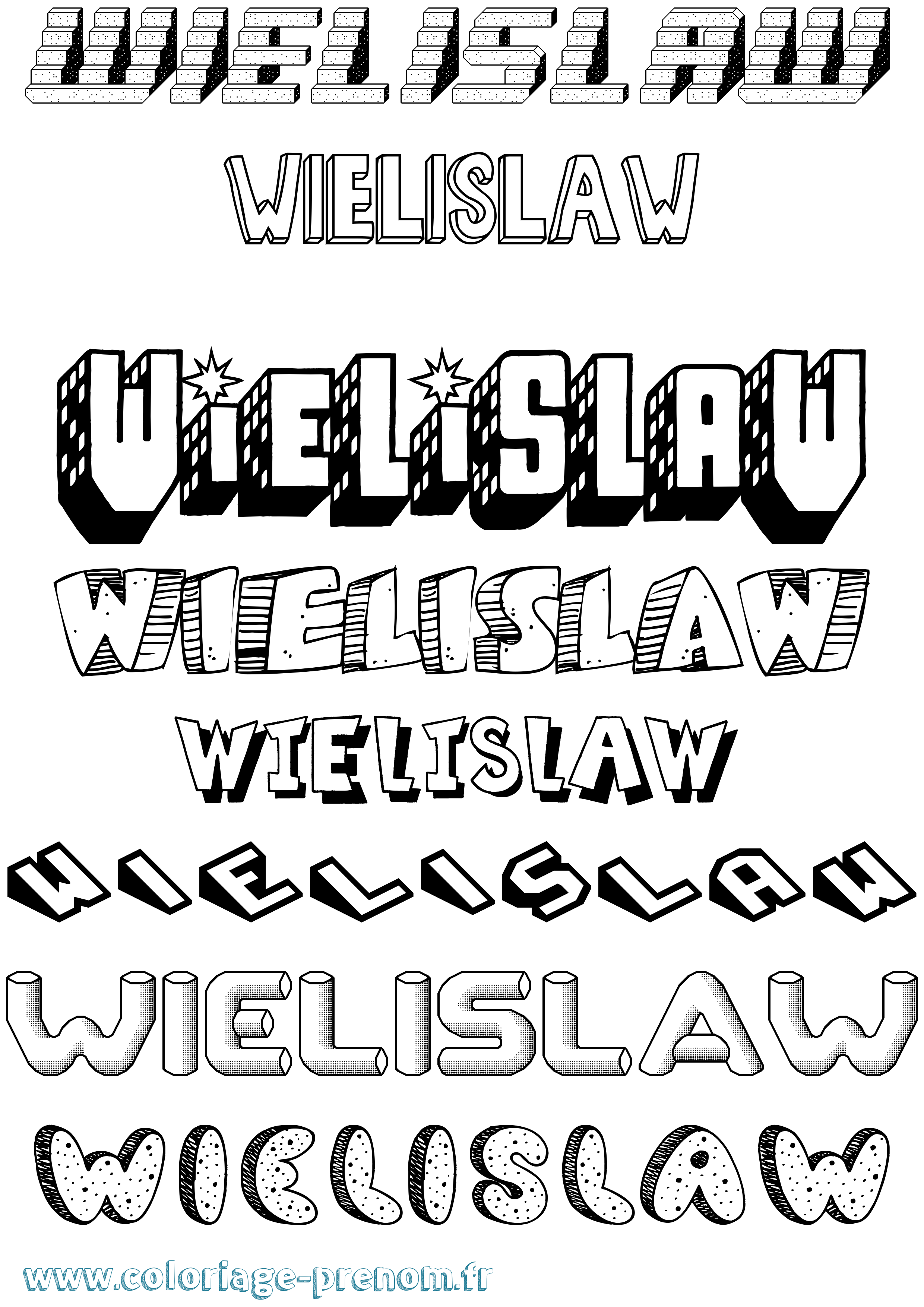 Coloriage Wielislaw Effet 3D Coloriage prénom Wielislaw Effet 3D