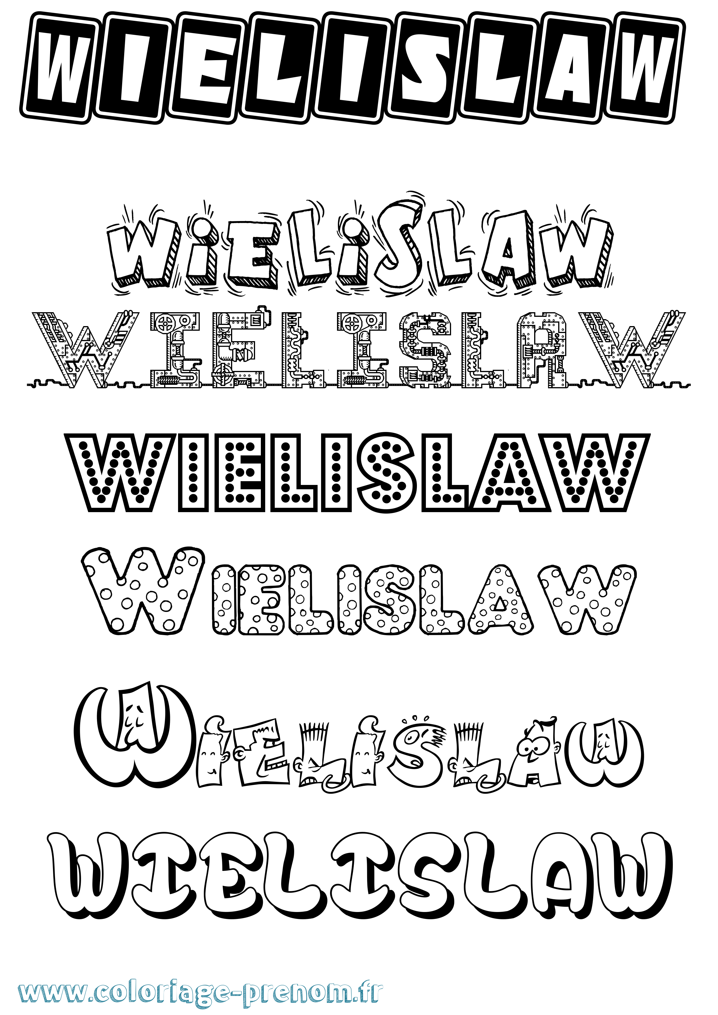 Coloriage prénom Wielislaw Fun