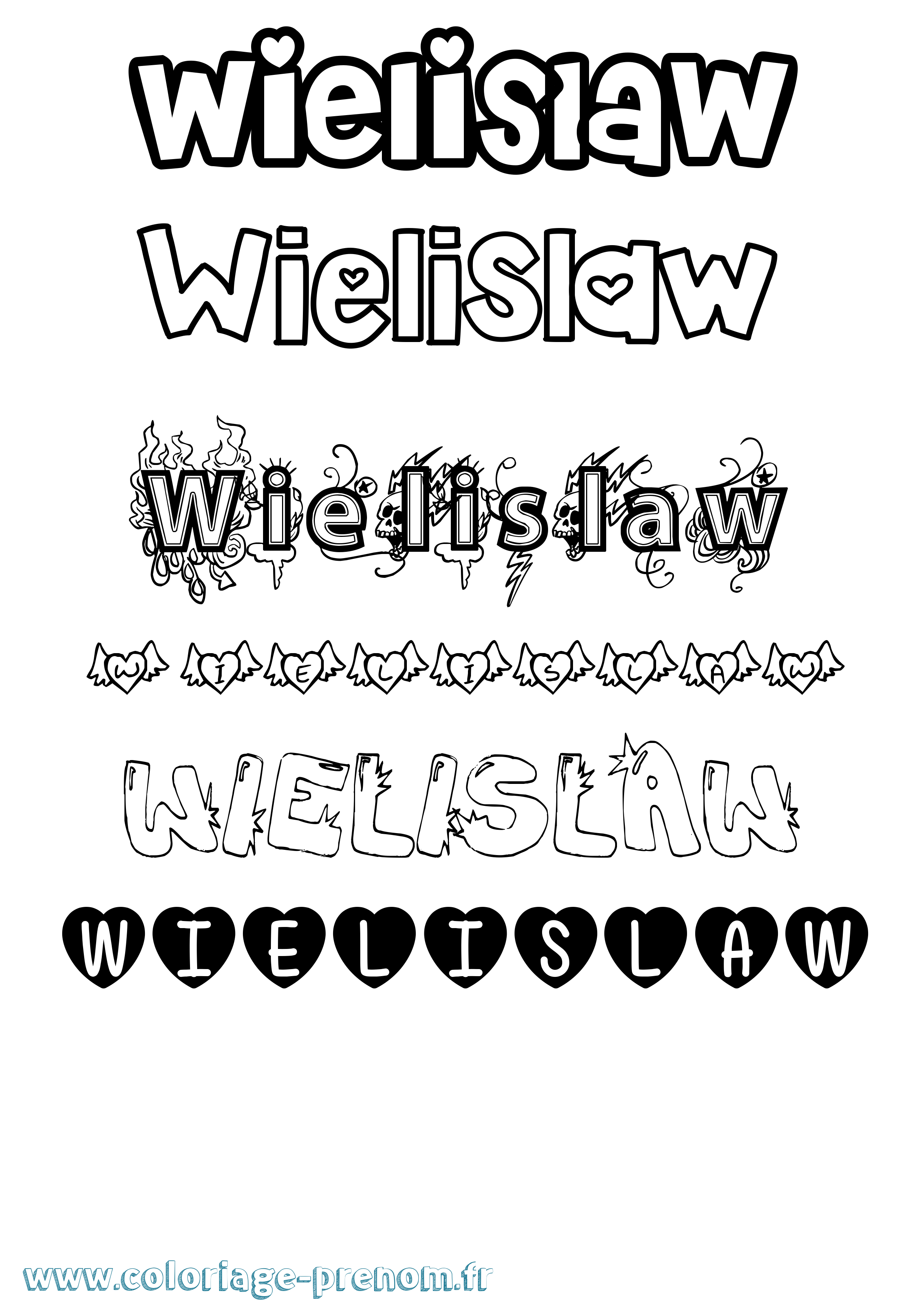 Coloriage prénom Wielislaw Girly