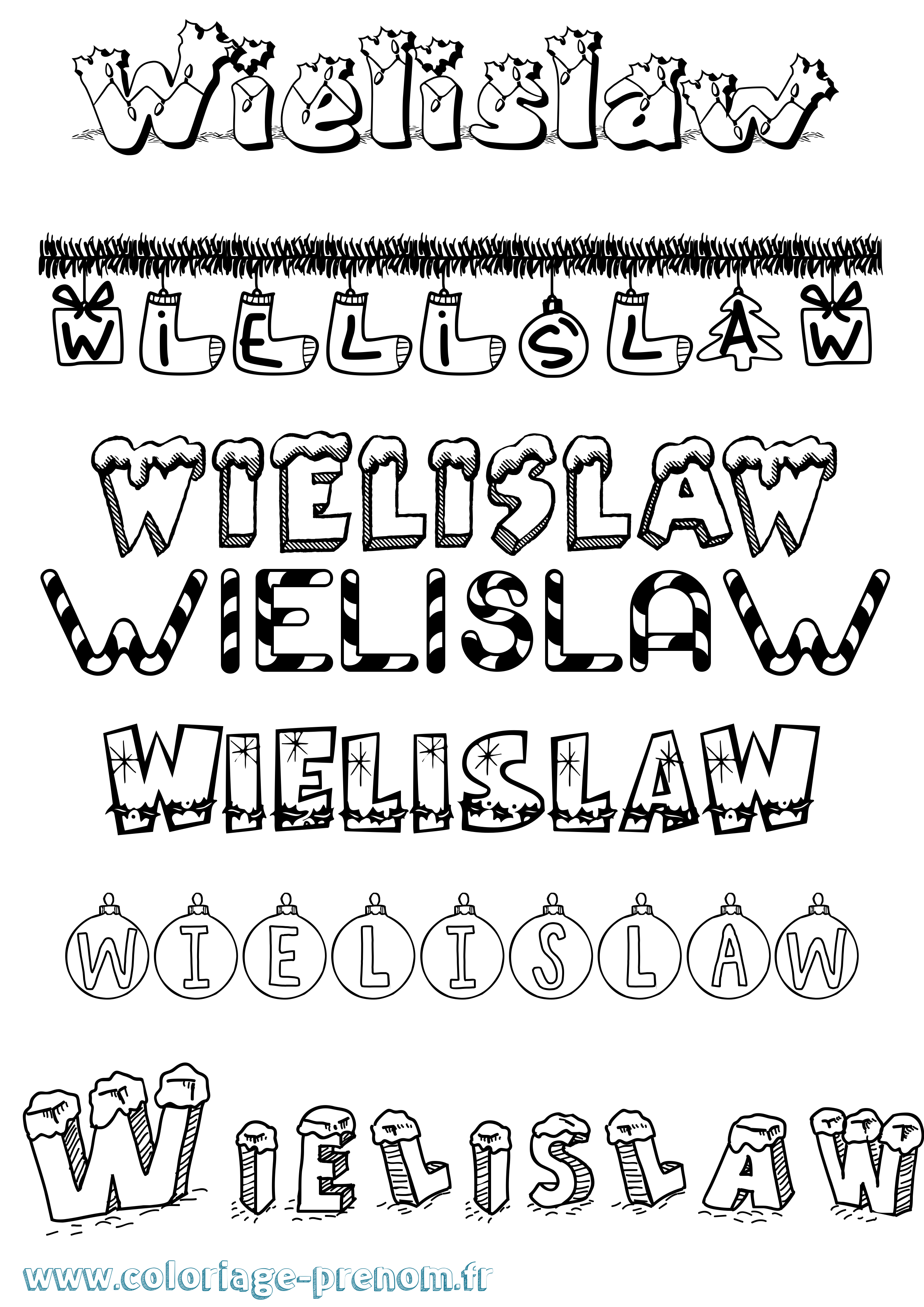 Coloriage Wielislaw Noël Coloriage prénom Wielislaw Noël