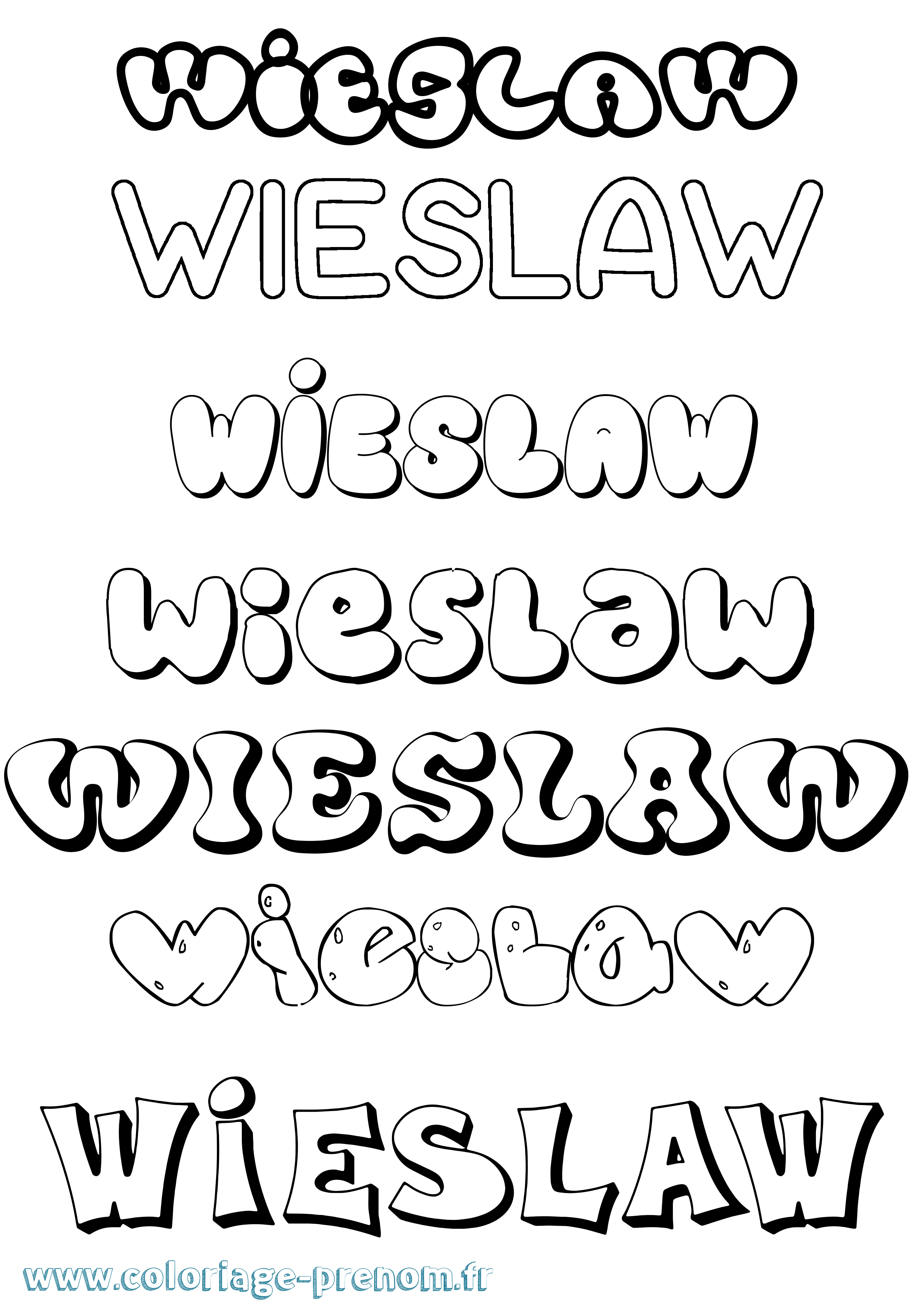 Coloriage Wieslaw Bubble Coloriage prénom Wieslaw Bubble