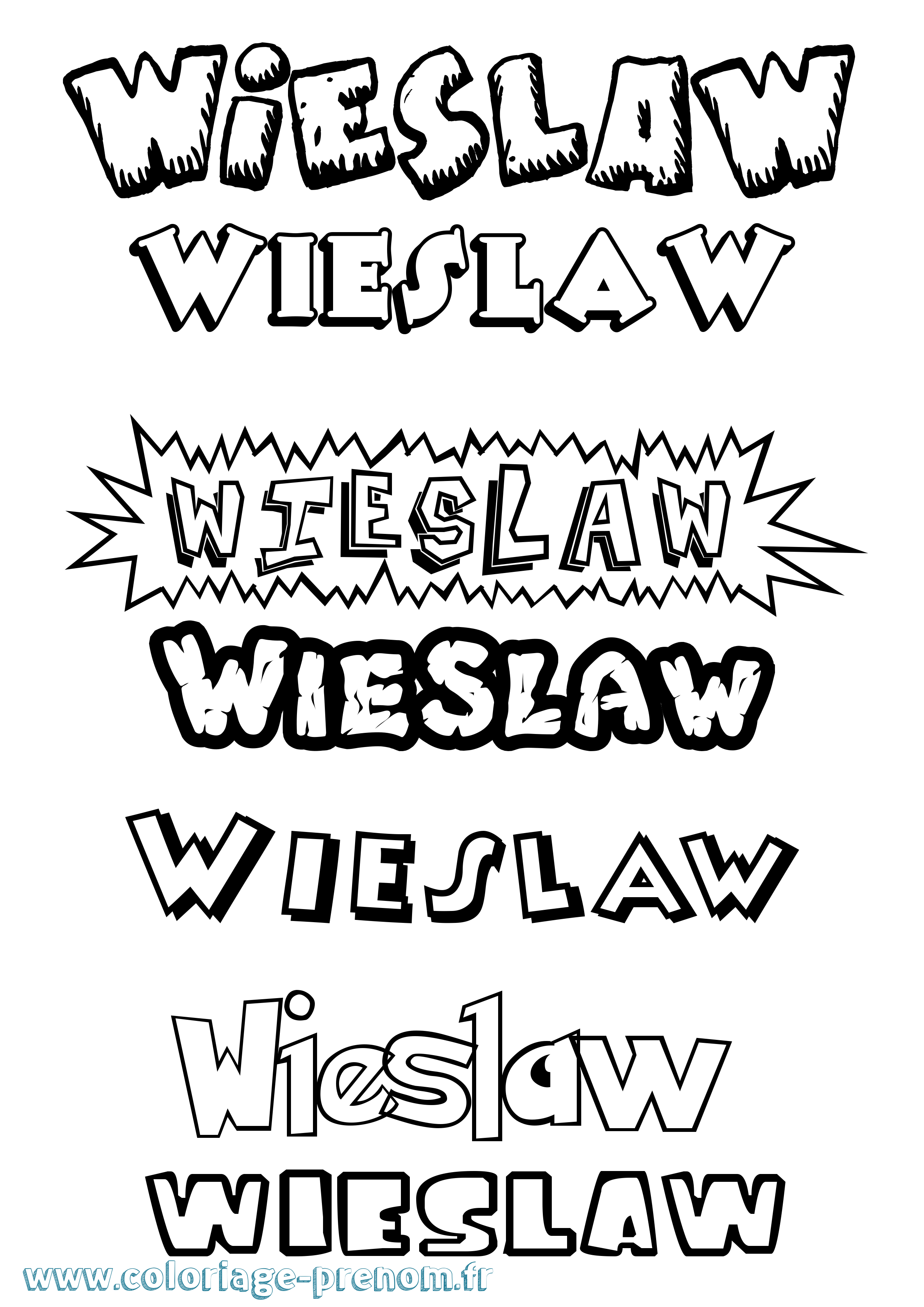 Coloriage Wieslaw Dessin Animé Coloriage prénom Wieslaw Dessin Animé