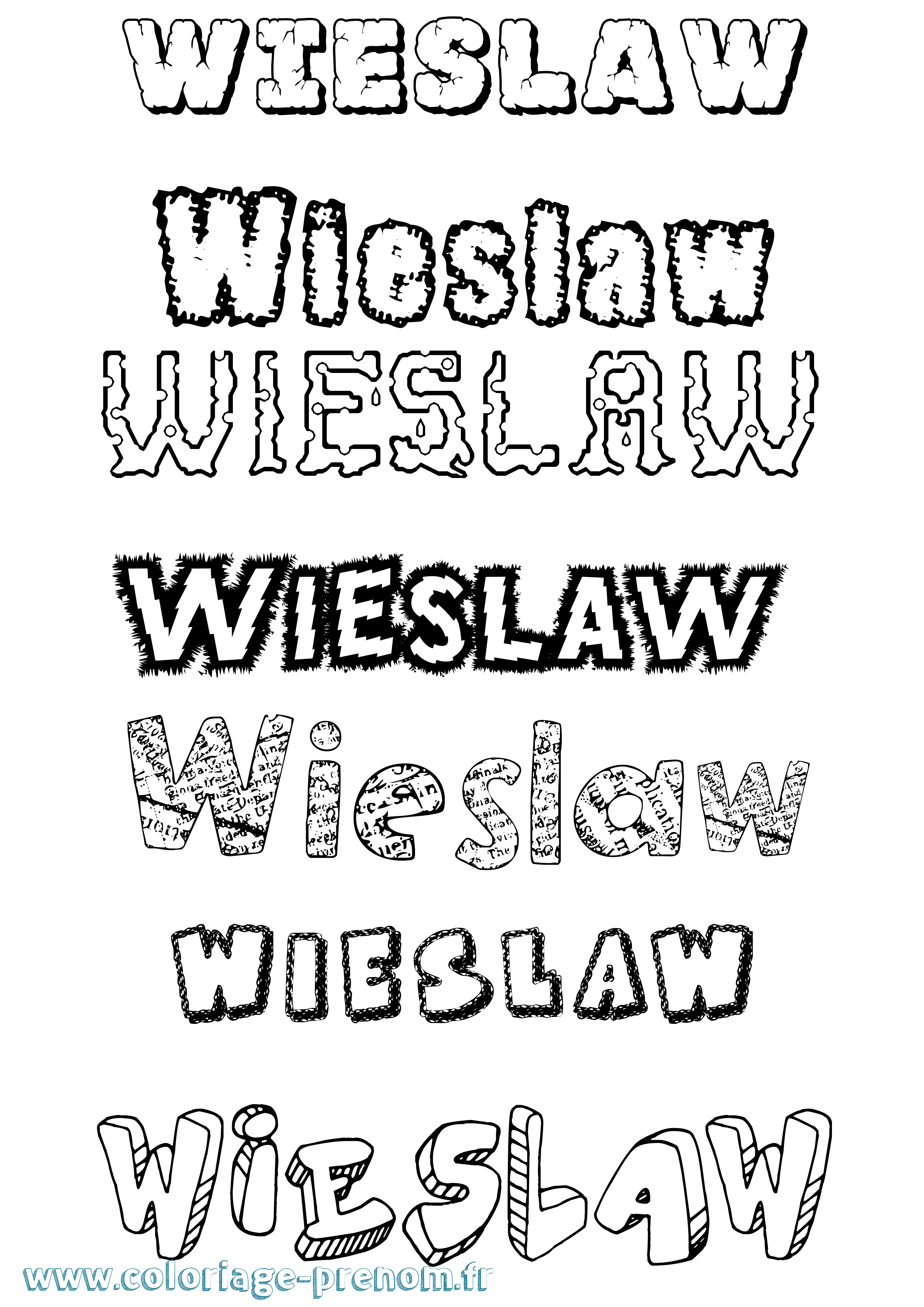 Coloriage Wieslaw Destructuré Coloriage prénom Wieslaw Destructuré