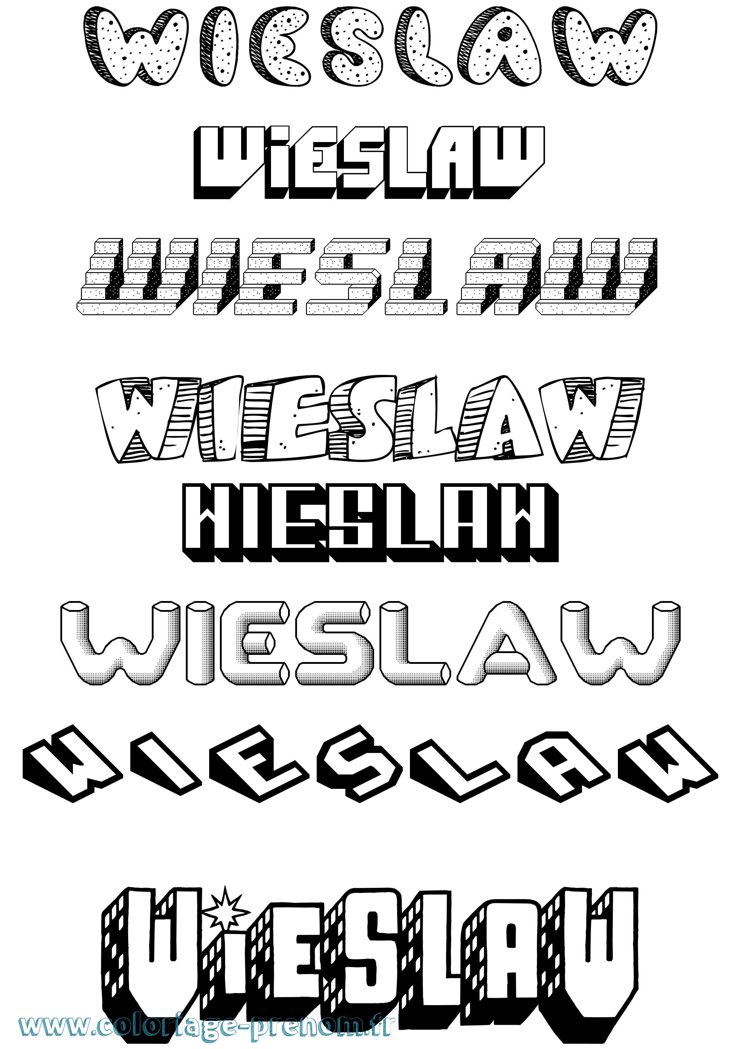 Coloriage Wieslaw Effet 3D Coloriage prénom Wieslaw Effet 3D