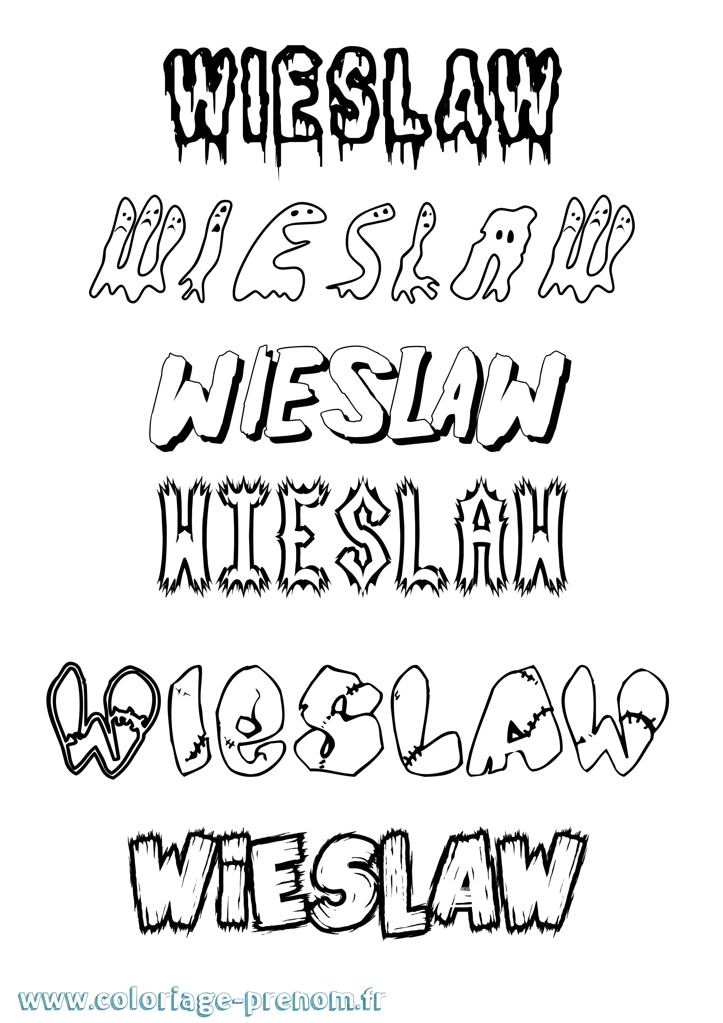 Coloriage Wieslaw Frisson Coloriage prénom Wieslaw Frisson