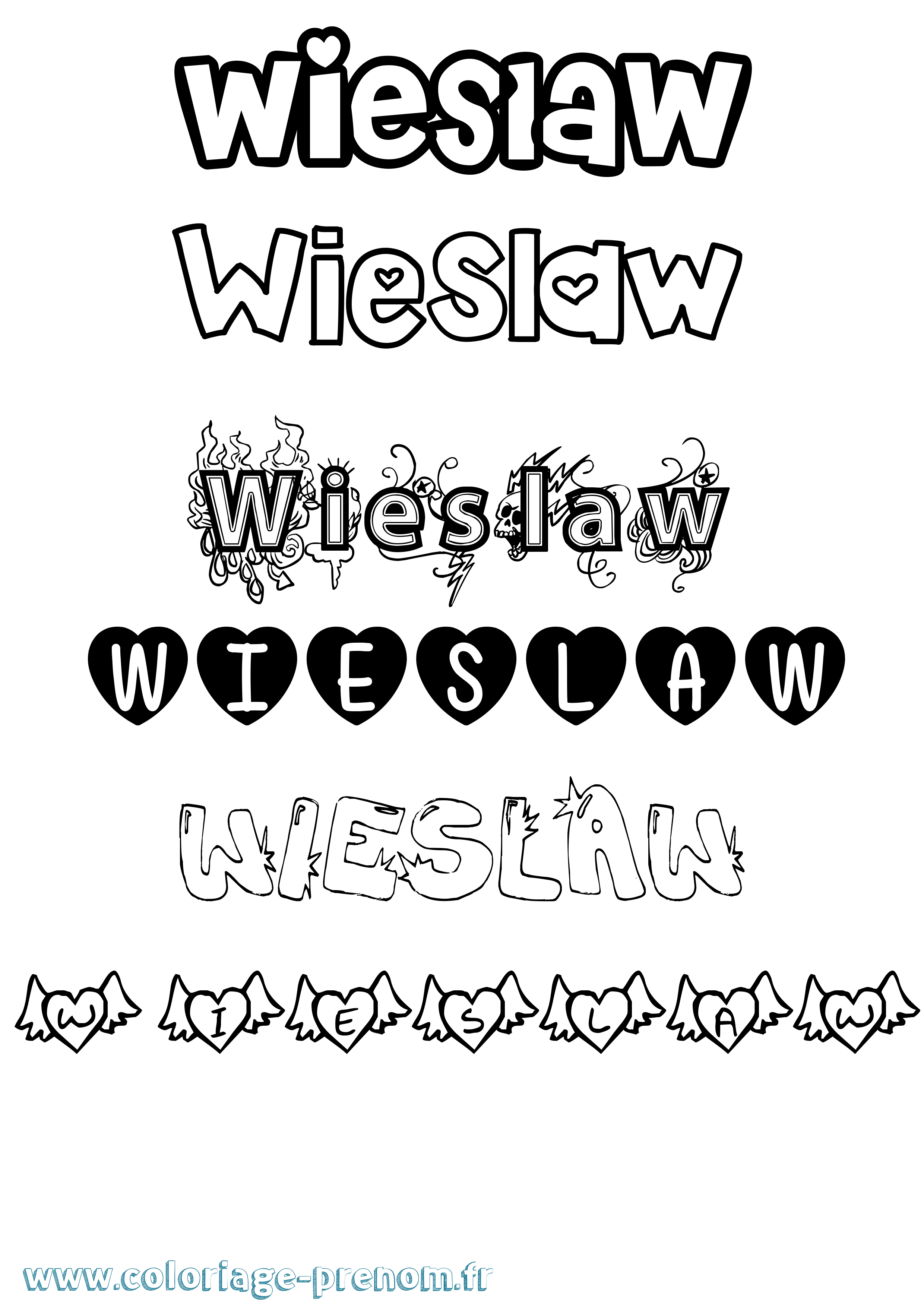 Coloriage Wieslaw Girly Coloriage prénom Wieslaw Girly