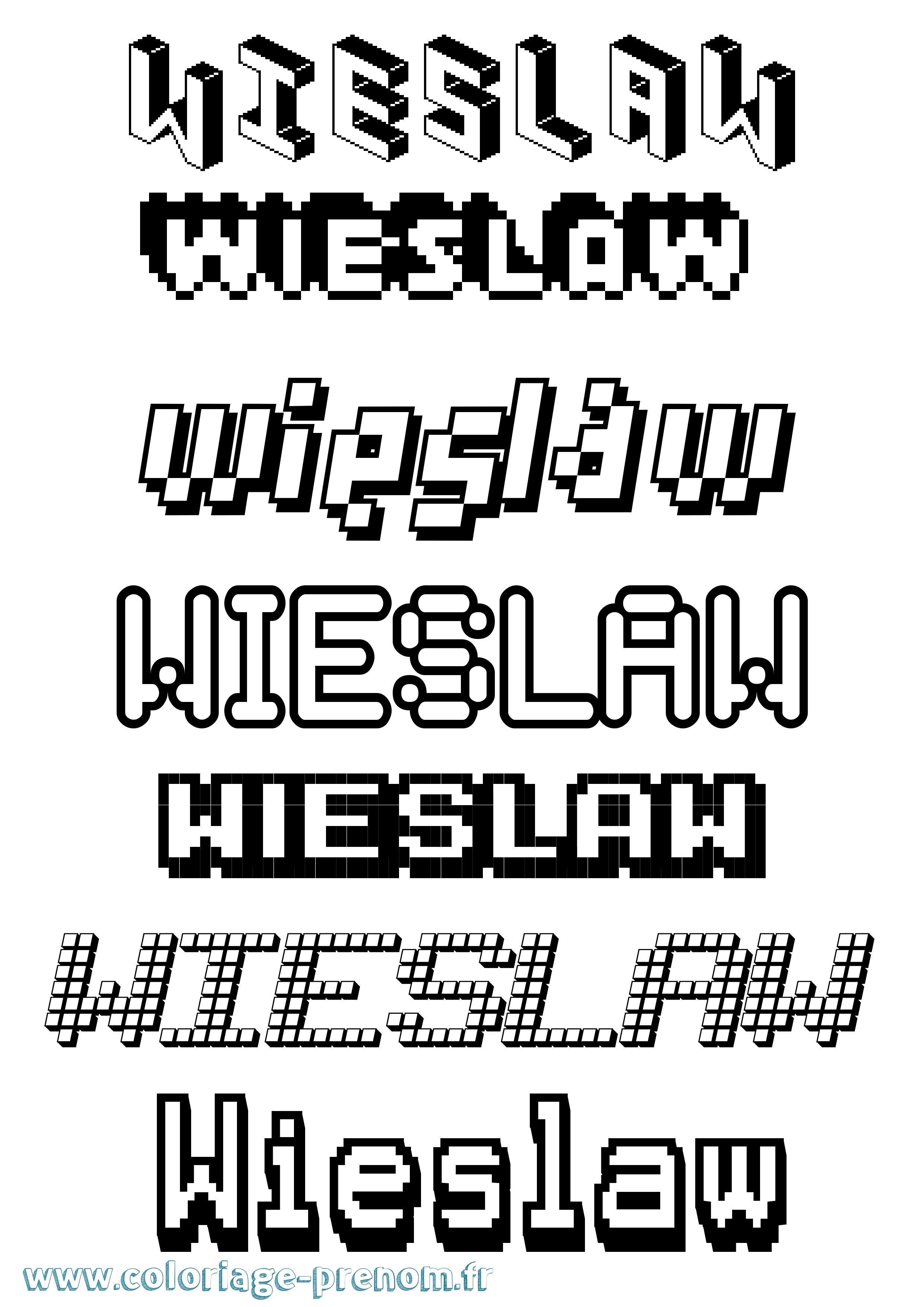 Coloriage Wieslaw Pixel Coloriage prénom Wieslaw Pixel