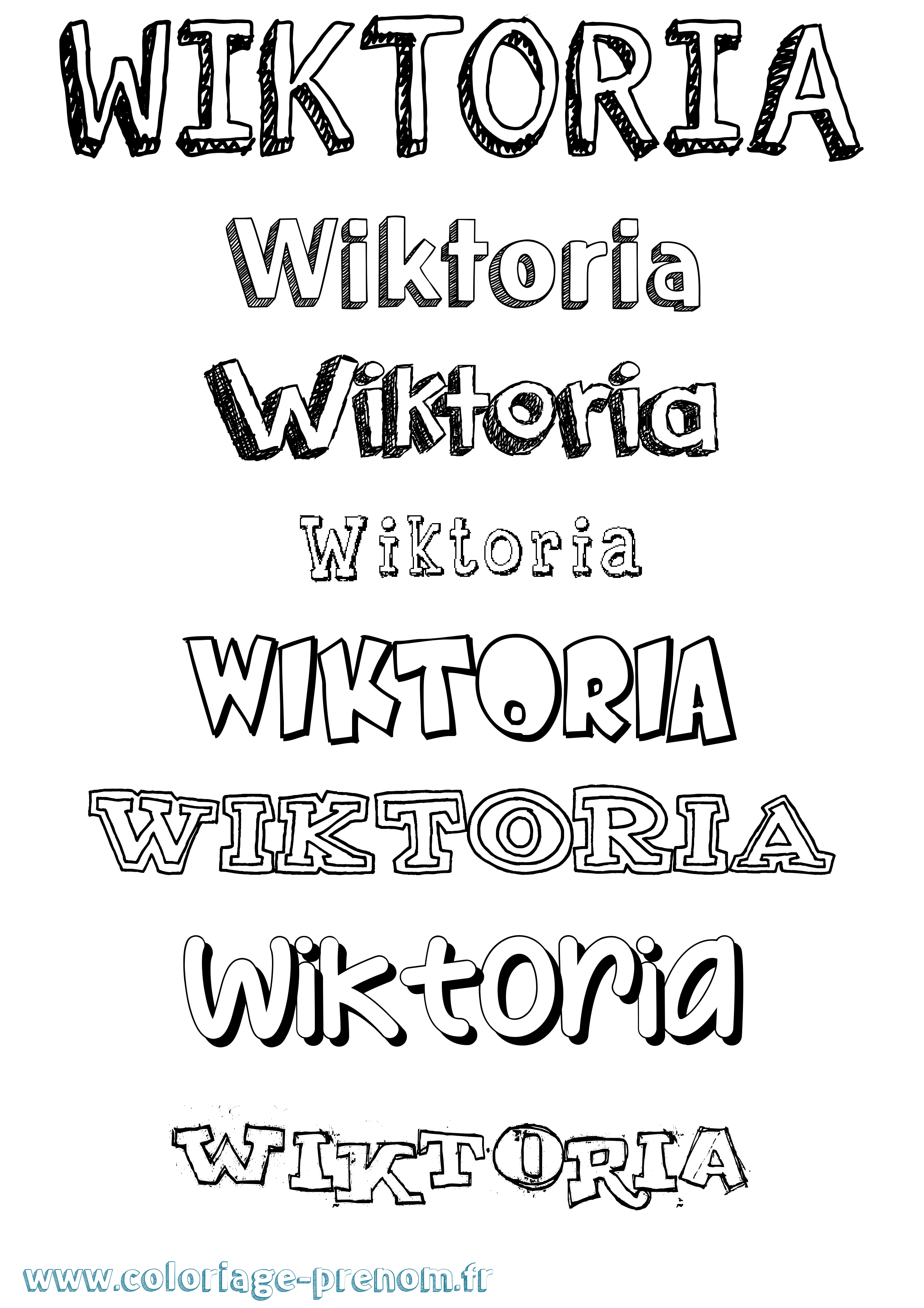 Coloriage Wiktoria Dessiné Coloriage prénom Wiktoria Dessiné