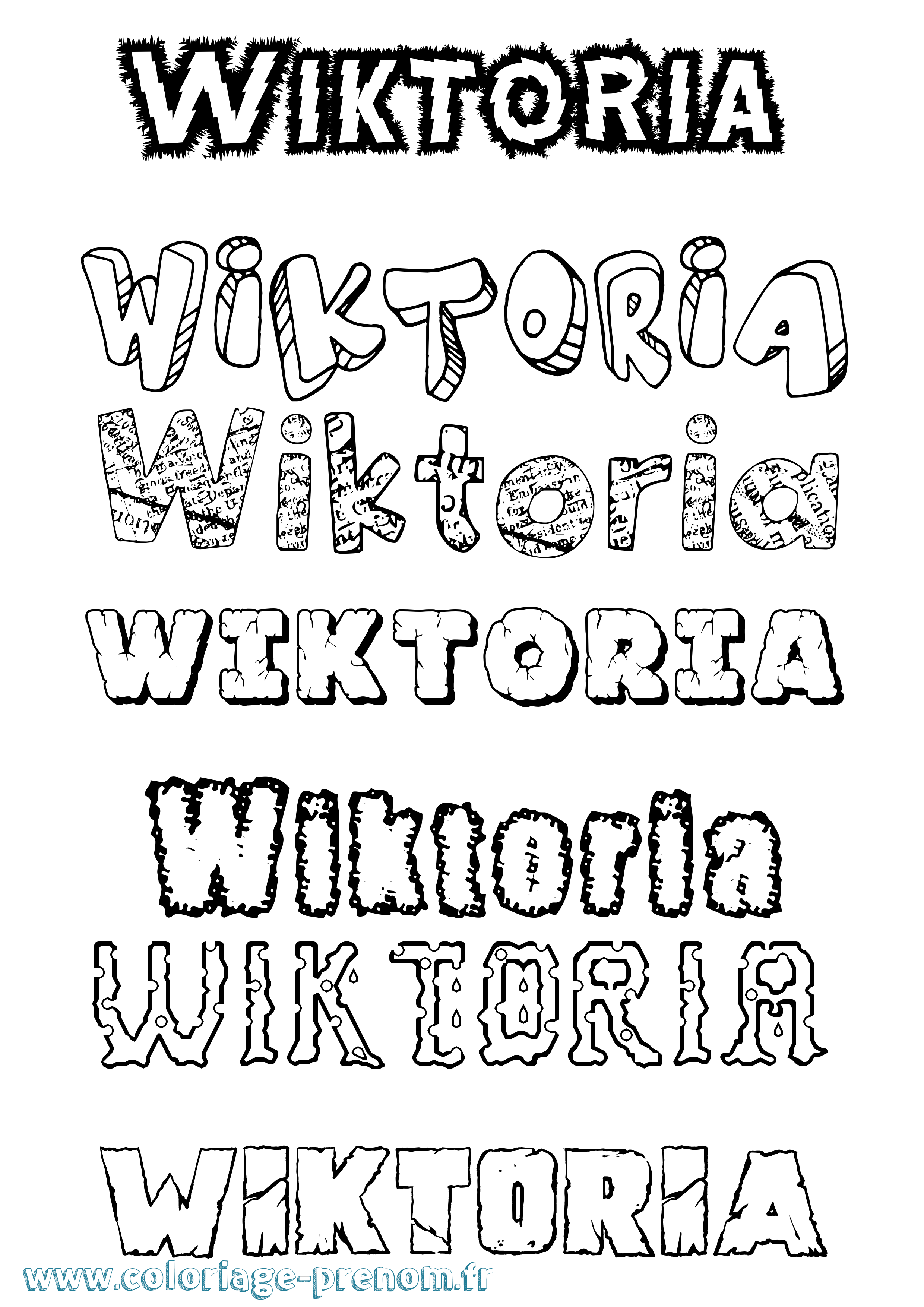 Coloriage Wiktoria Destructuré Coloriage prénom Wiktoria Destructuré