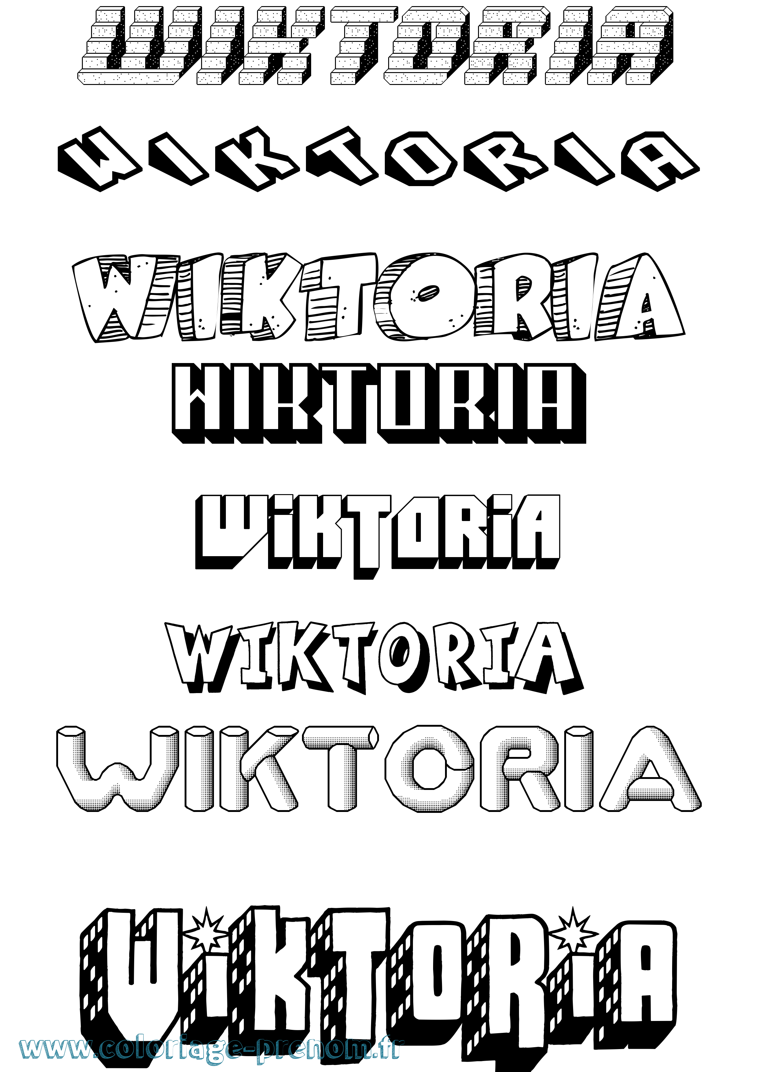 Coloriage Wiktoria Effet 3D Coloriage prénom Wiktoria Effet 3D