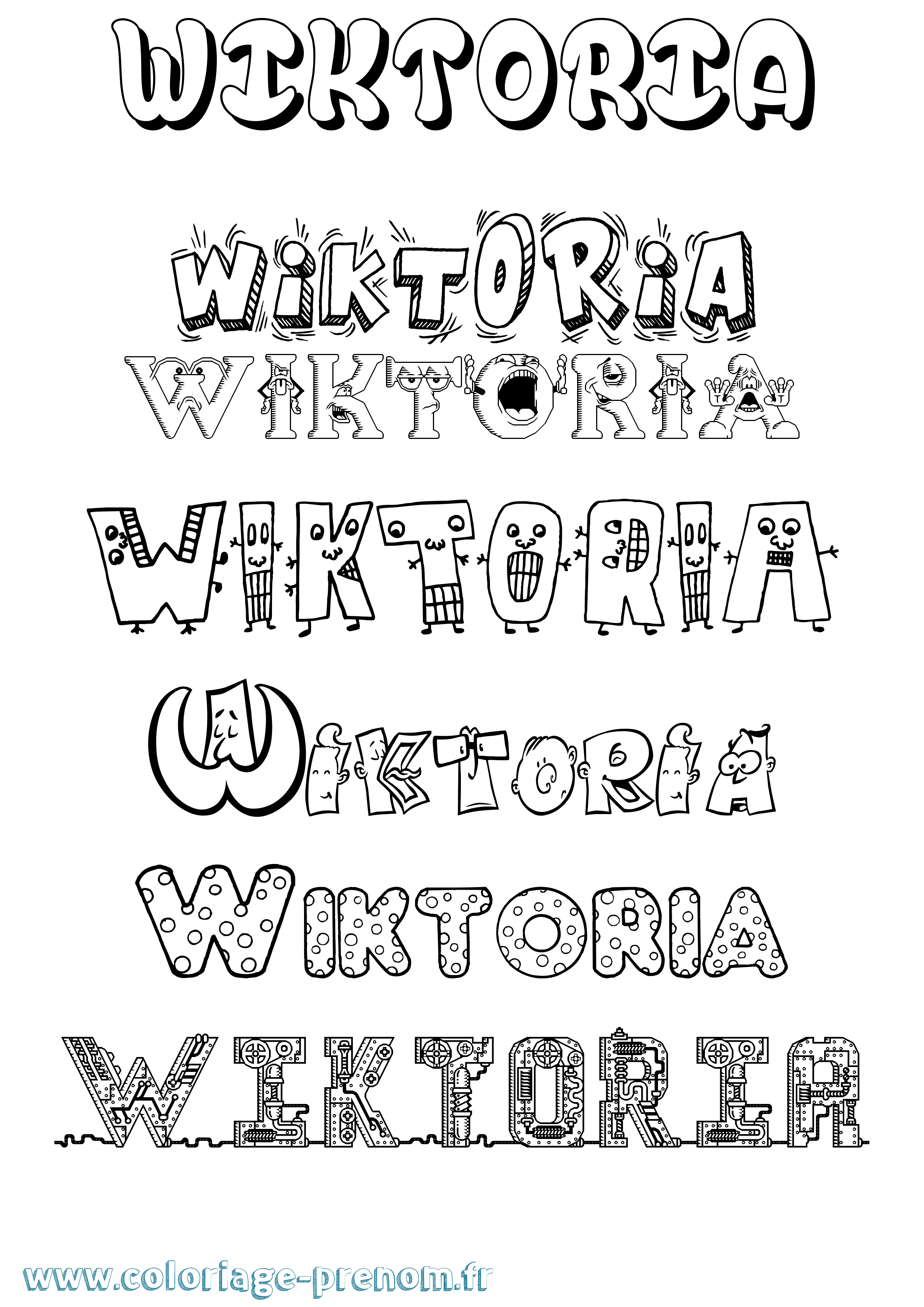 Coloriage Wiktoria Fun Coloriage prénom Wiktoria Fun
