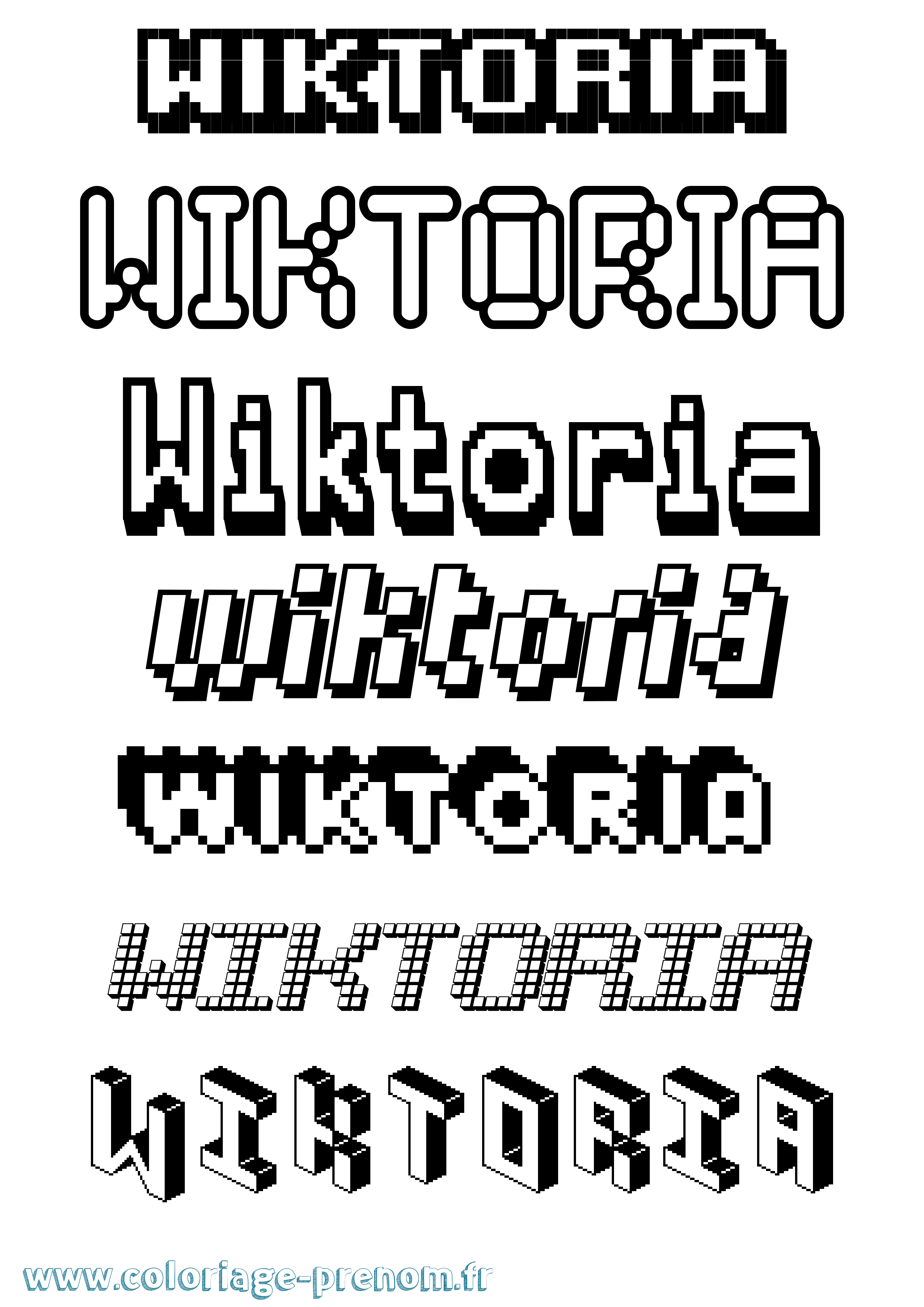 Coloriage Wiktoria Pixel Coloriage prénom Wiktoria Pixel