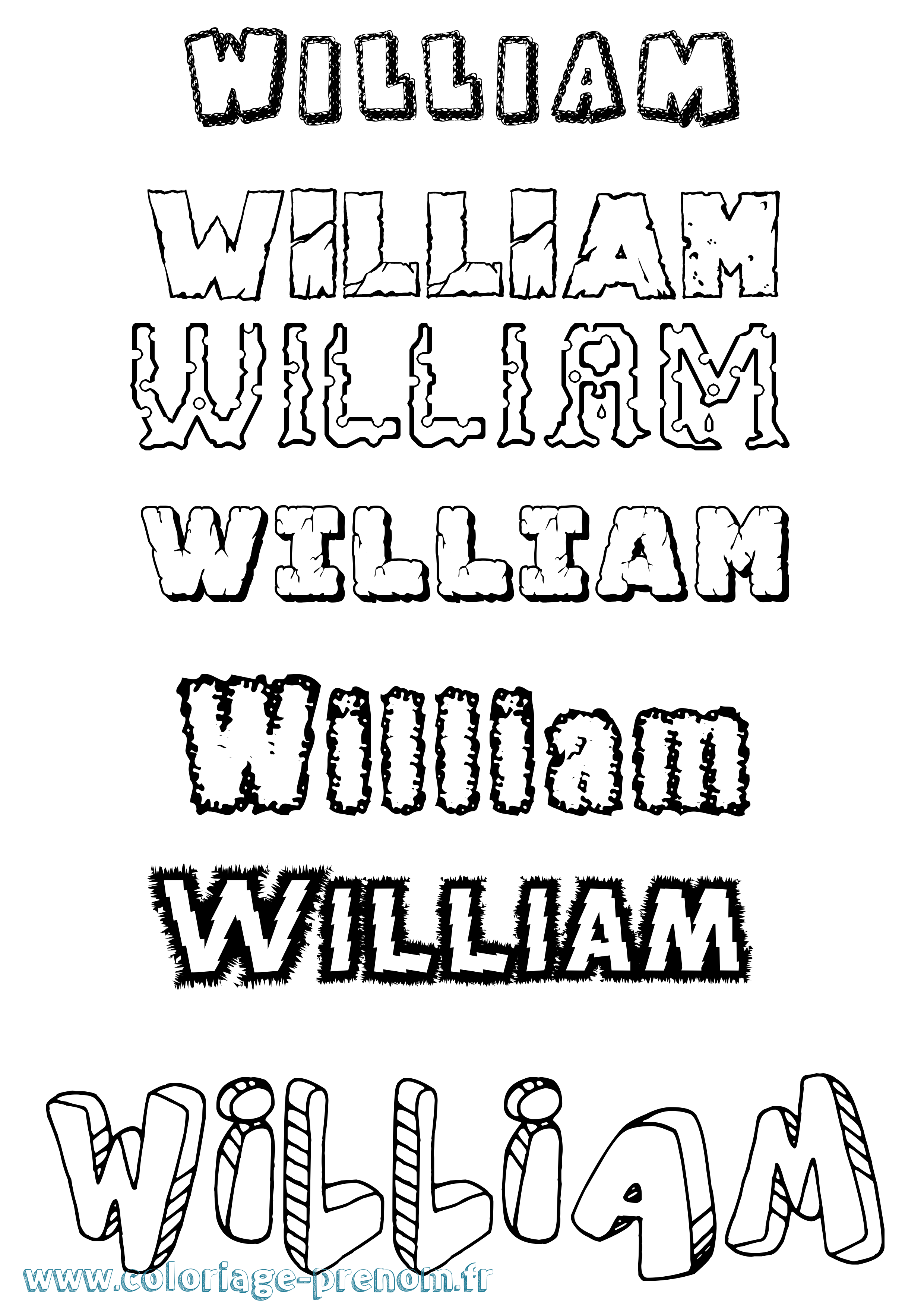 Coloriage prénom William Destructuré