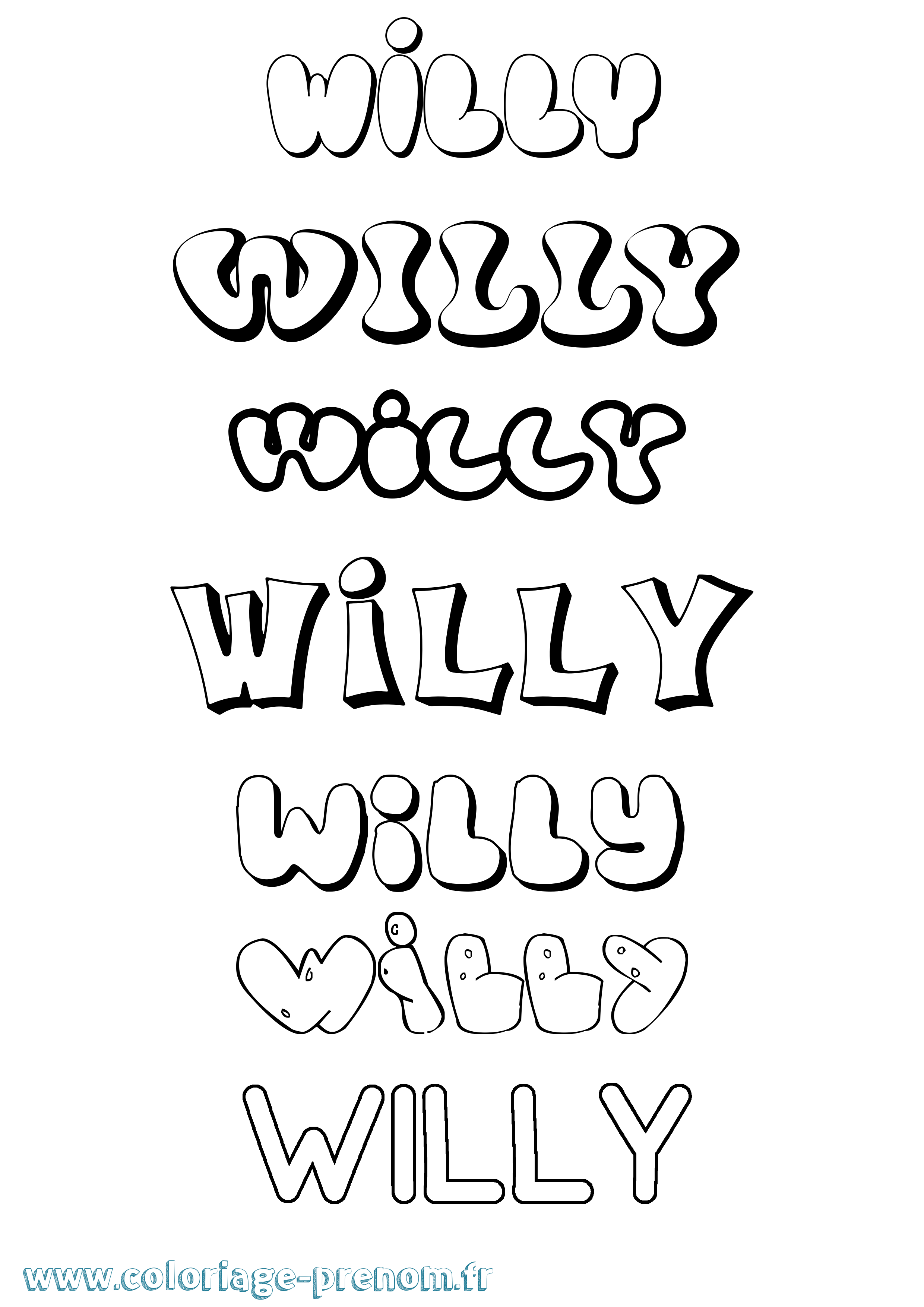 Coloriage prénom Willy