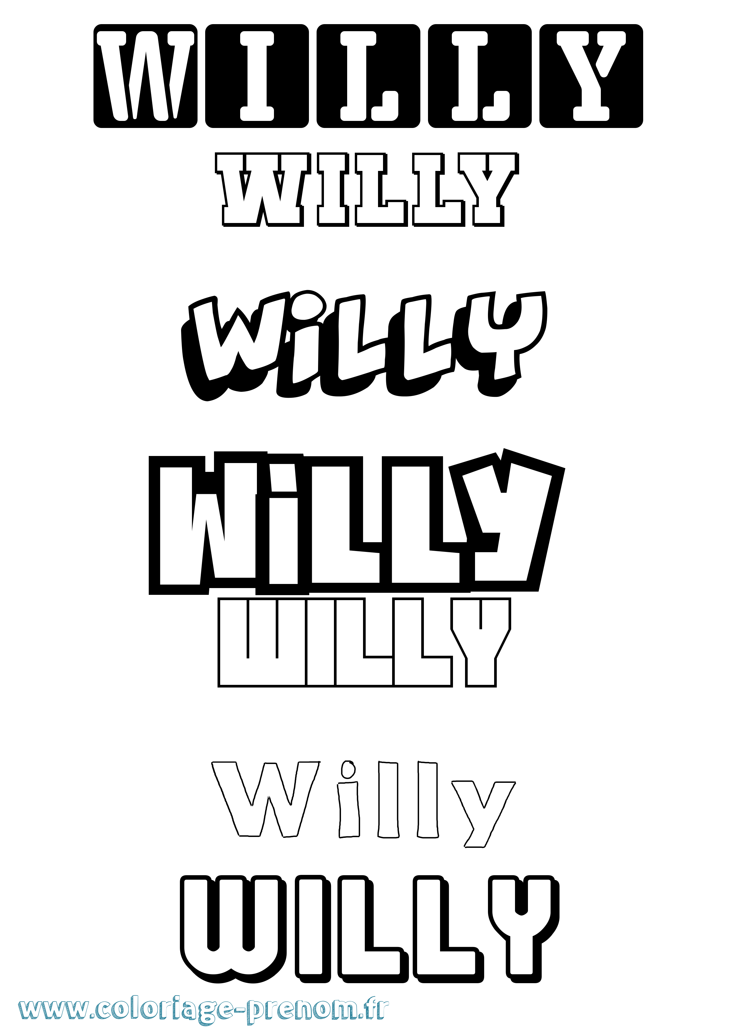 Coloriage prénom Willy
