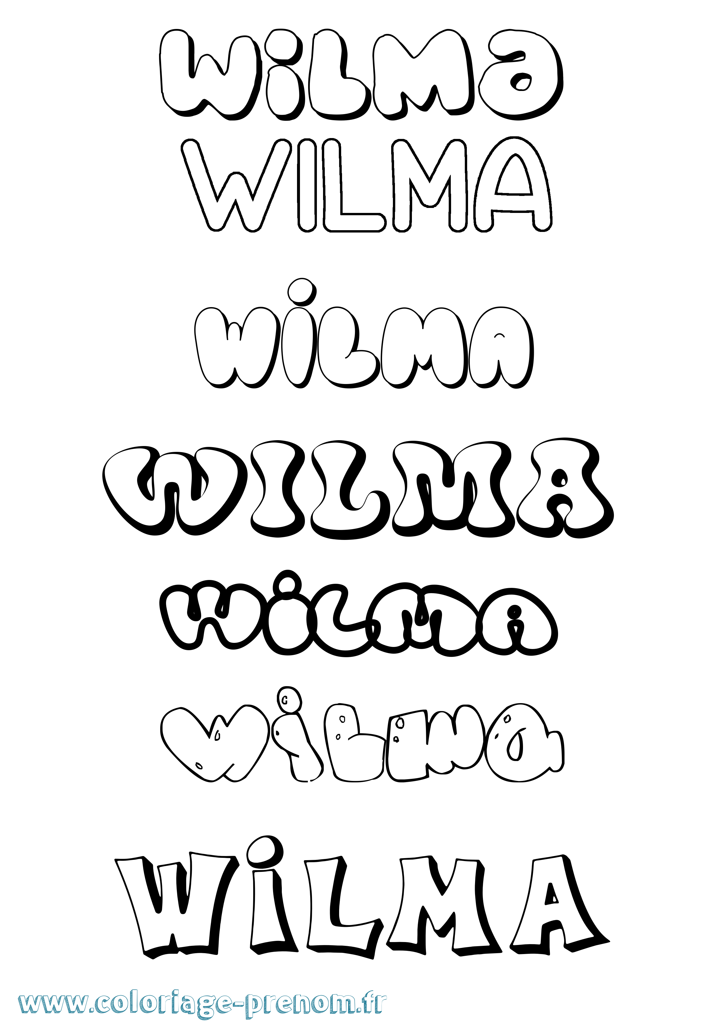 Coloriage prénom Wilma Bubble