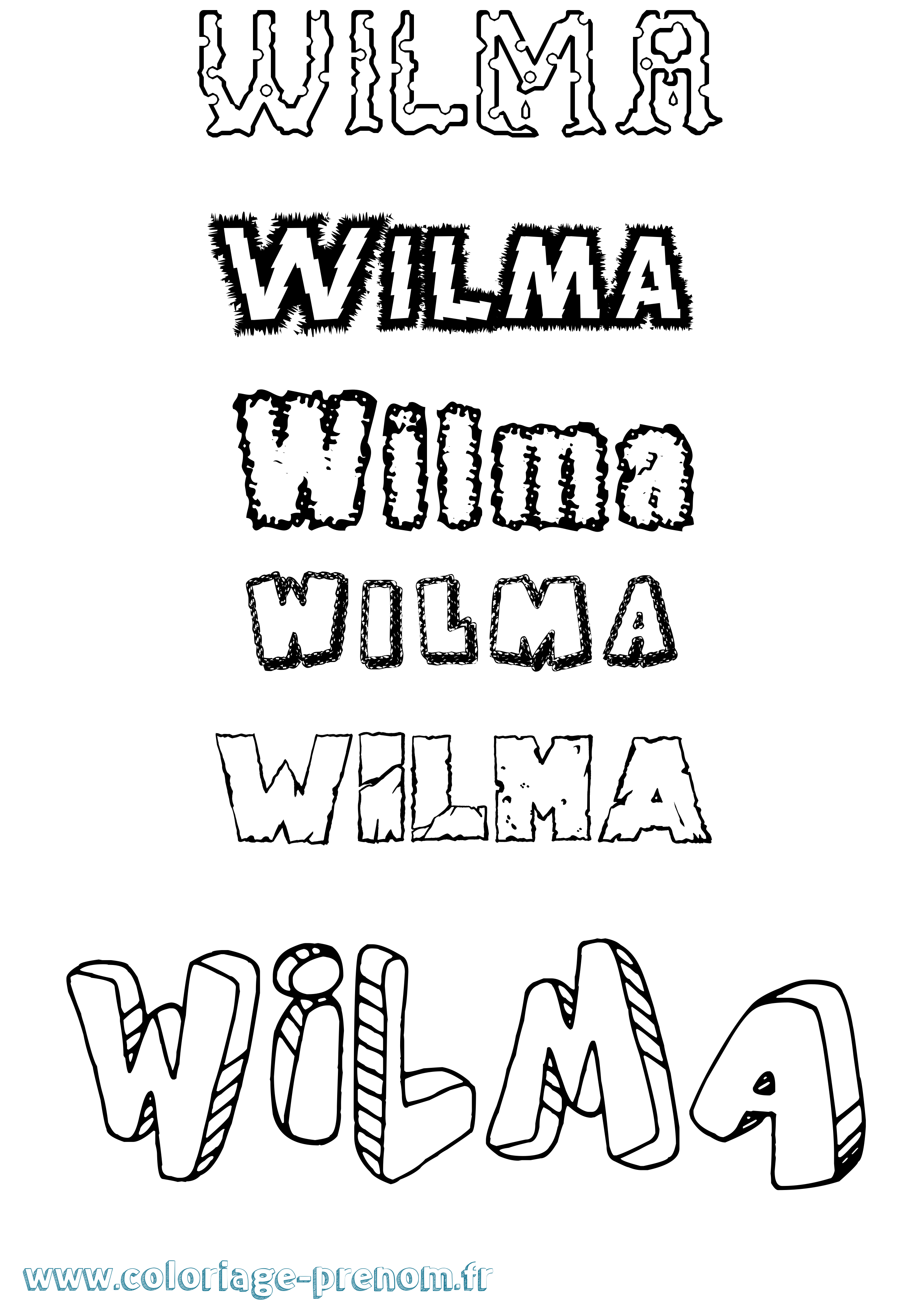 Coloriage prénom Wilma Destructuré