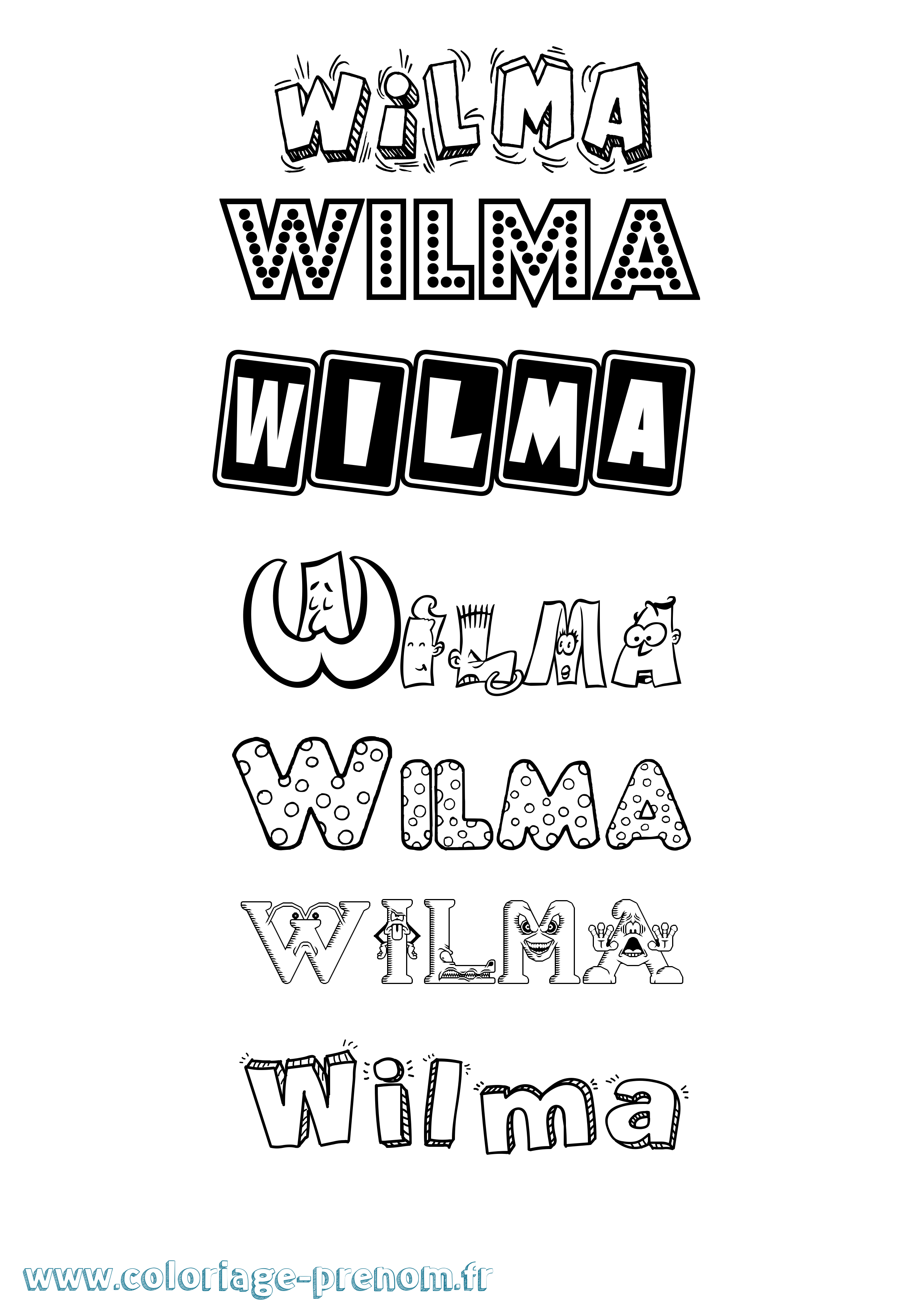Coloriage prénom Wilma Fun