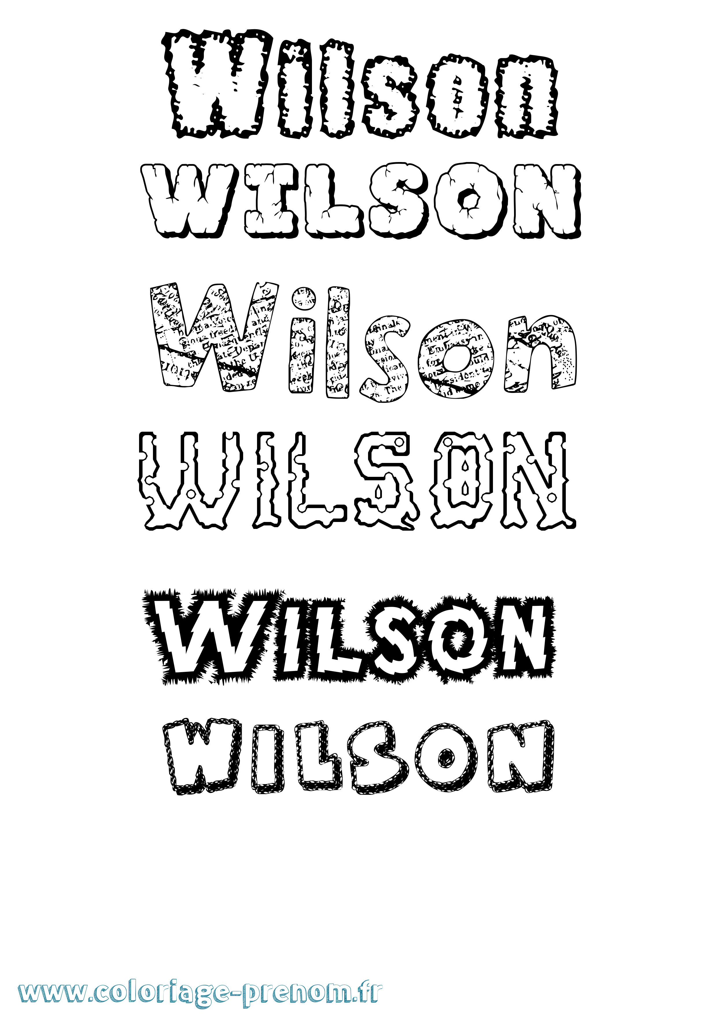 Coloriage prénom Wilson Destructuré