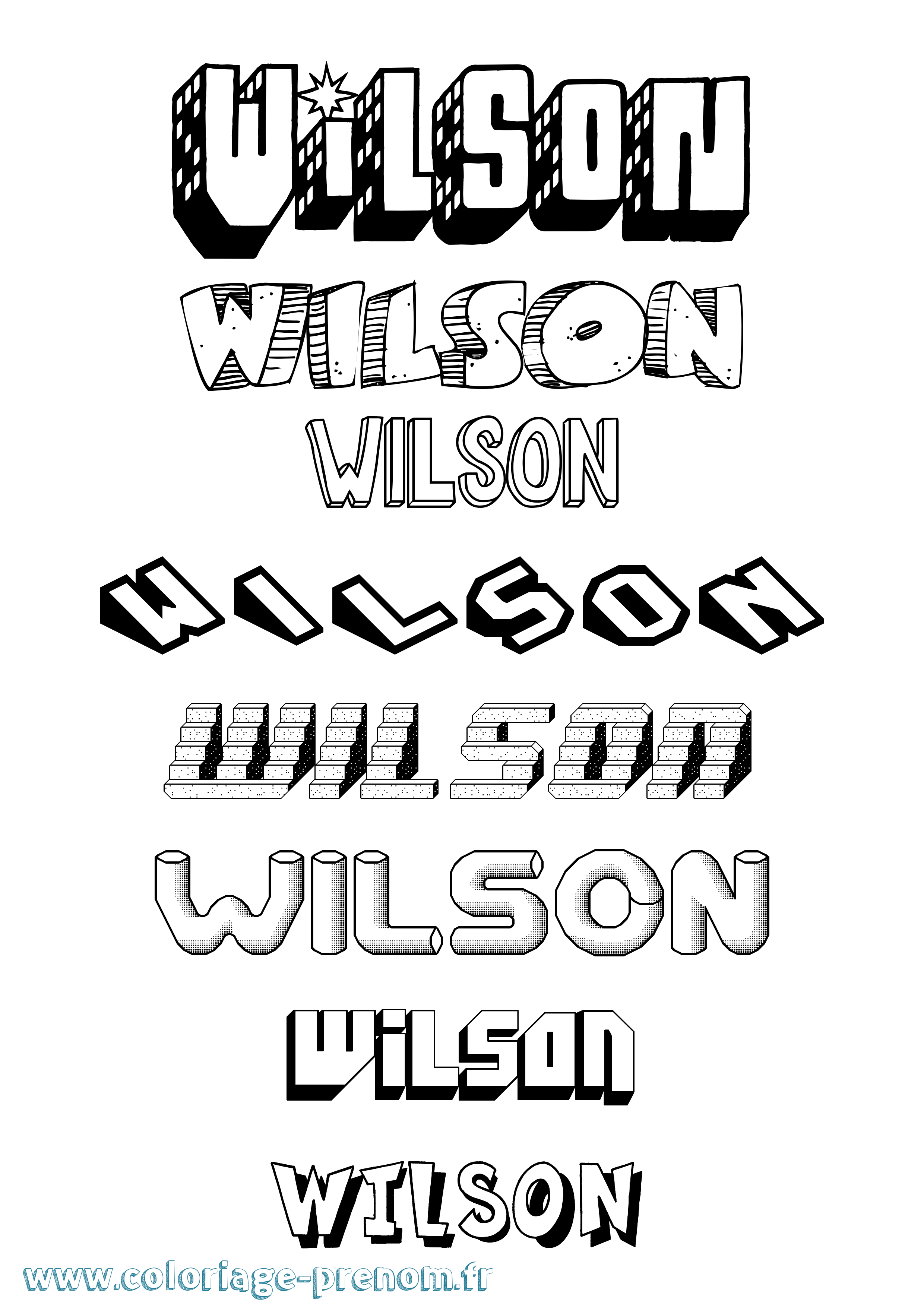 Coloriage prénom Wilson Effet 3D