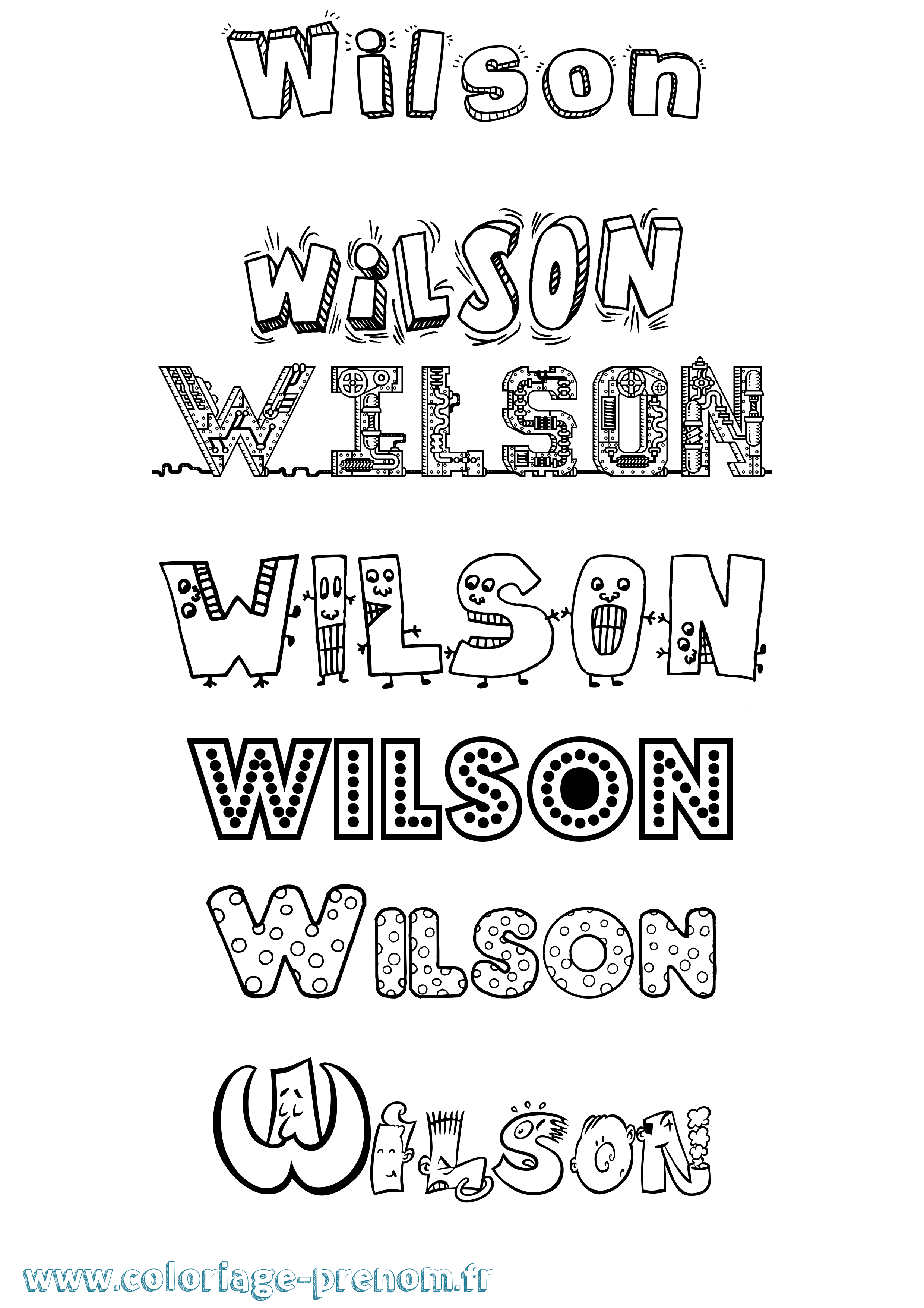 Coloriage prénom Wilson Fun