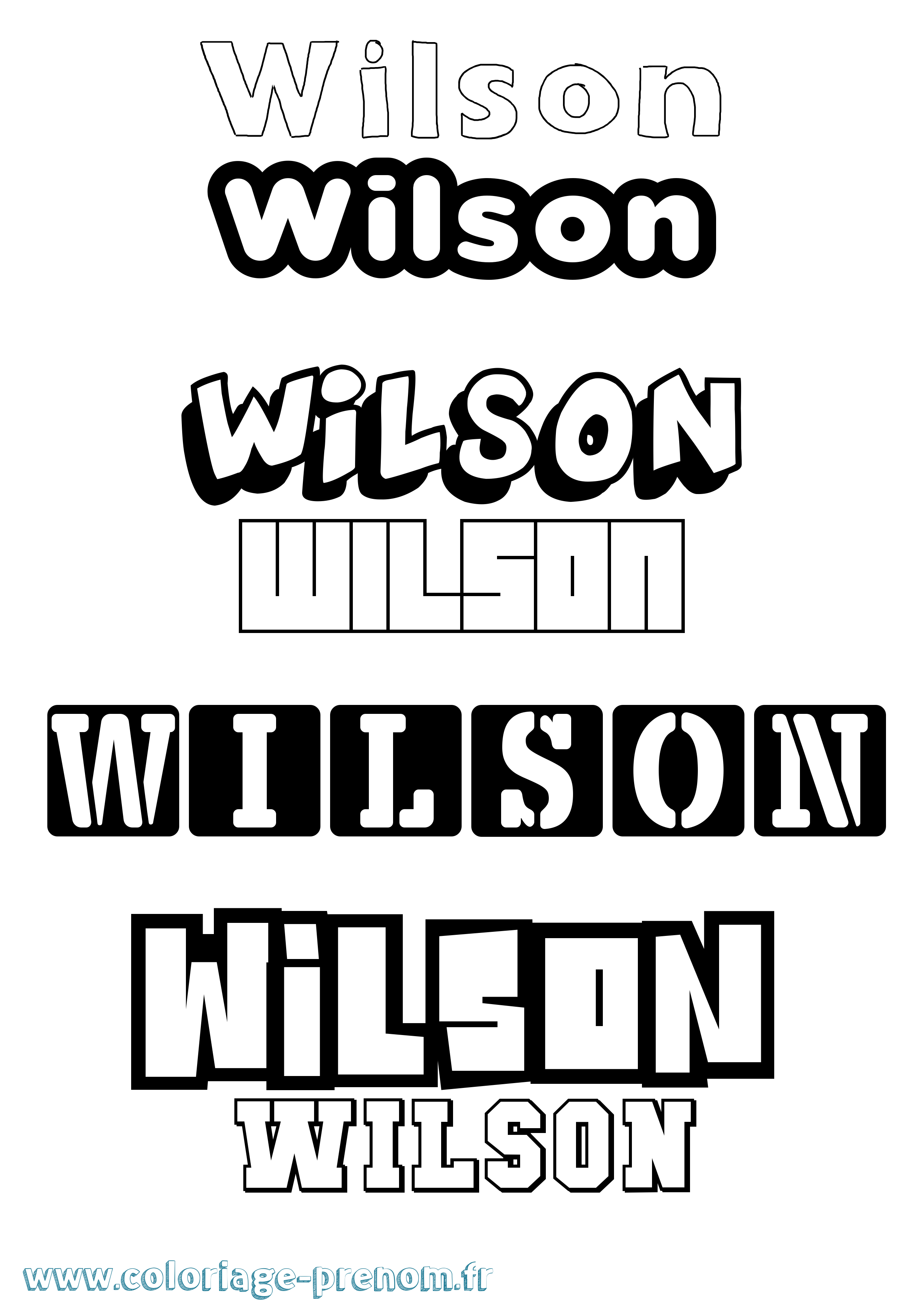 Coloriage prénom Wilson Simple