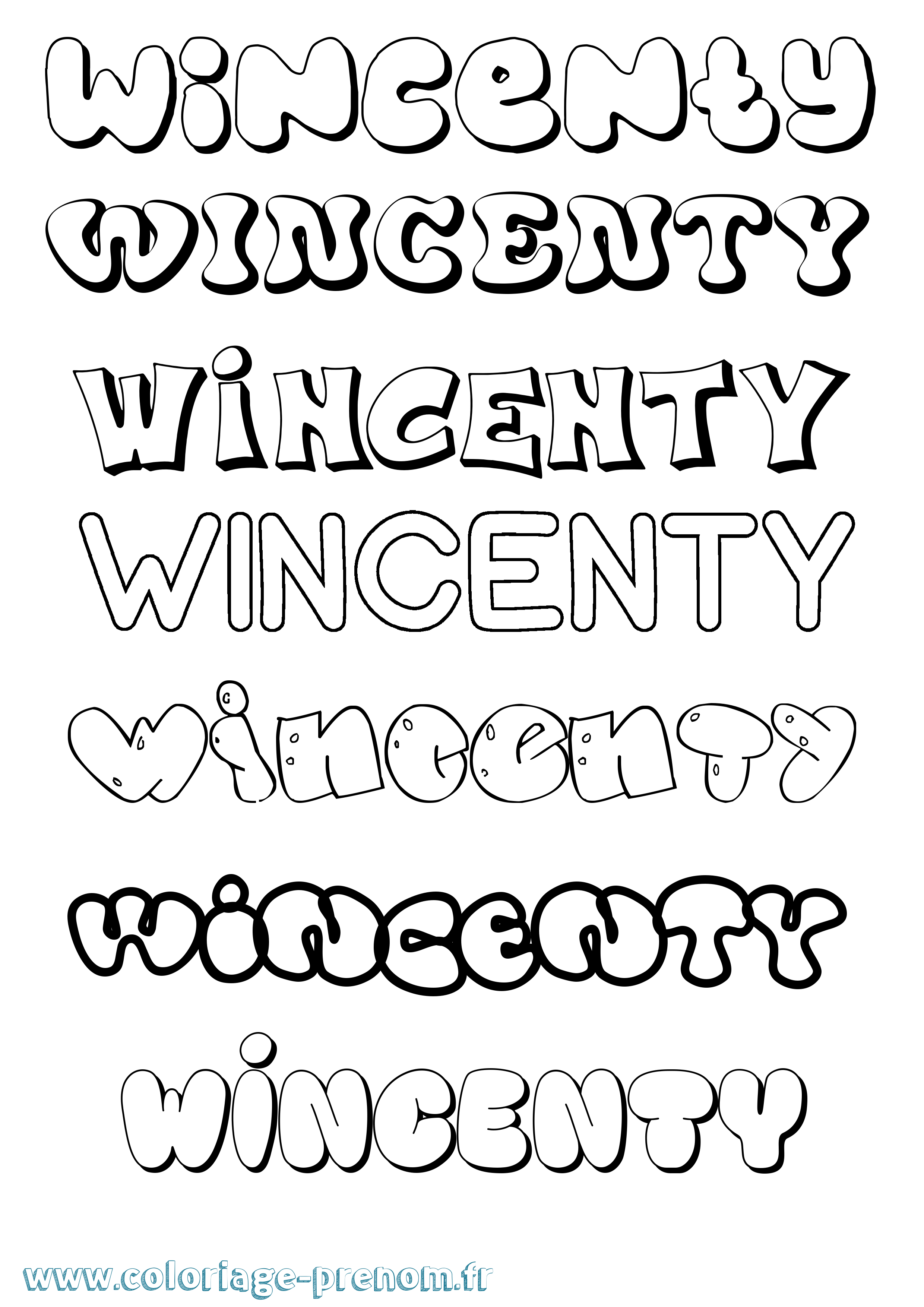 Coloriage prénom Wincenty Bubble