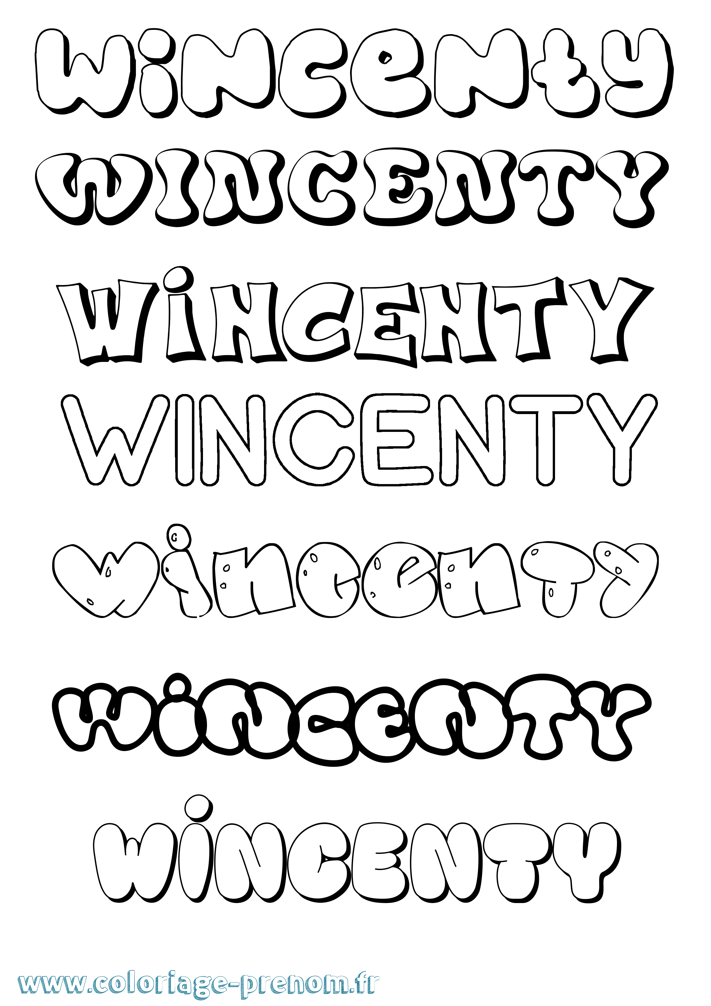 Coloriage Wincenty Bubble Coloriage prénom Wincenty Bubble