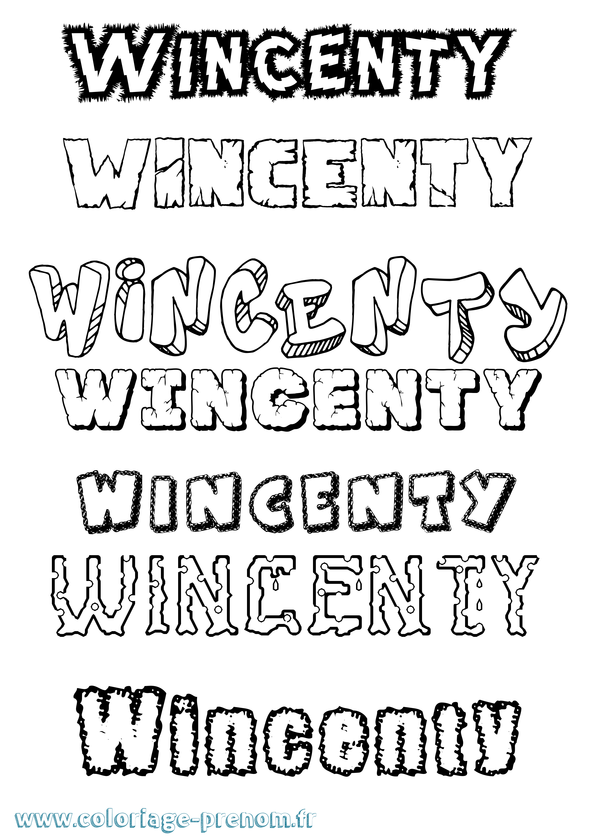 Coloriage prénom Wincenty Destructuré