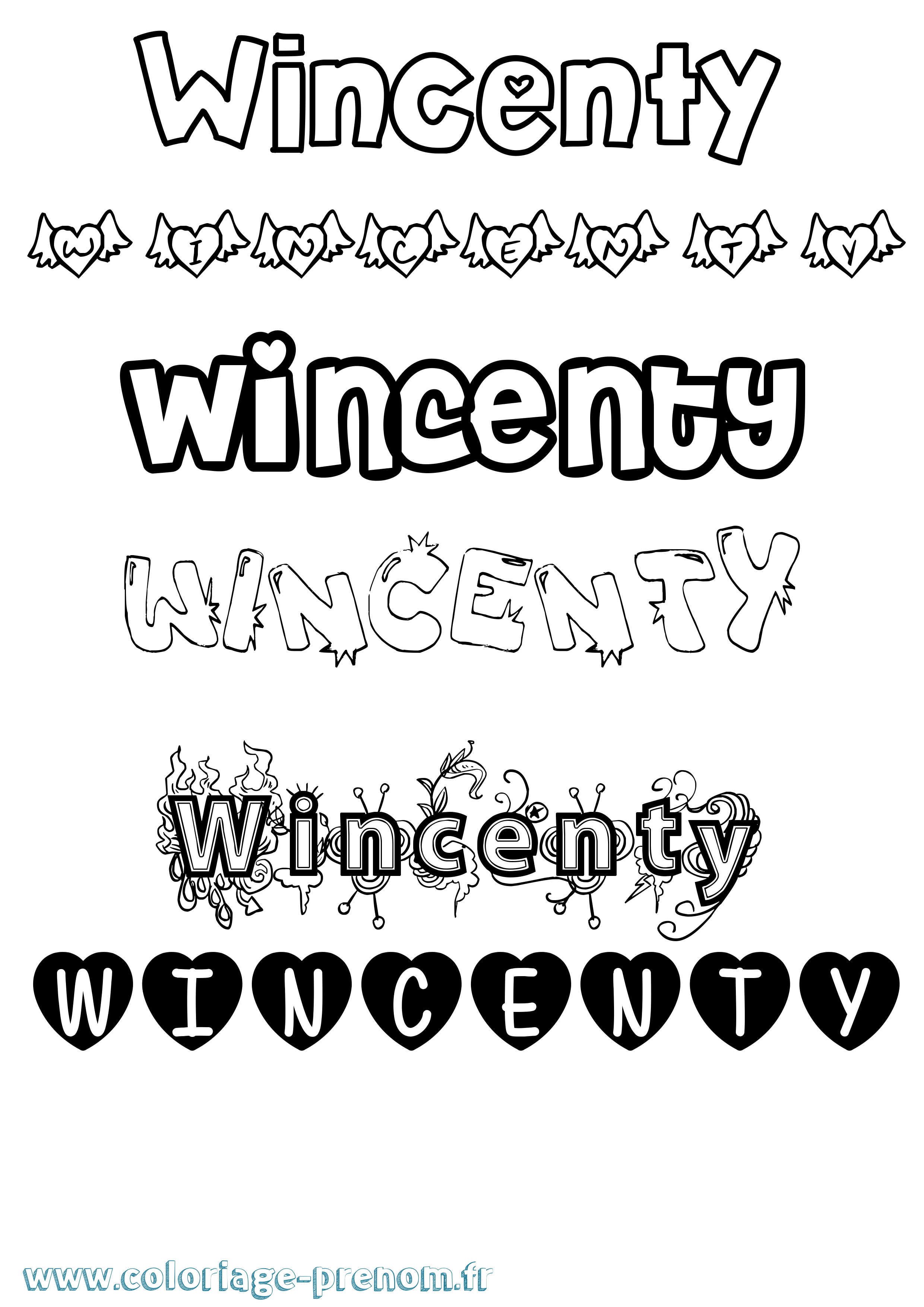 Coloriage Wincenty Girly Coloriage prénom Wincenty Girly