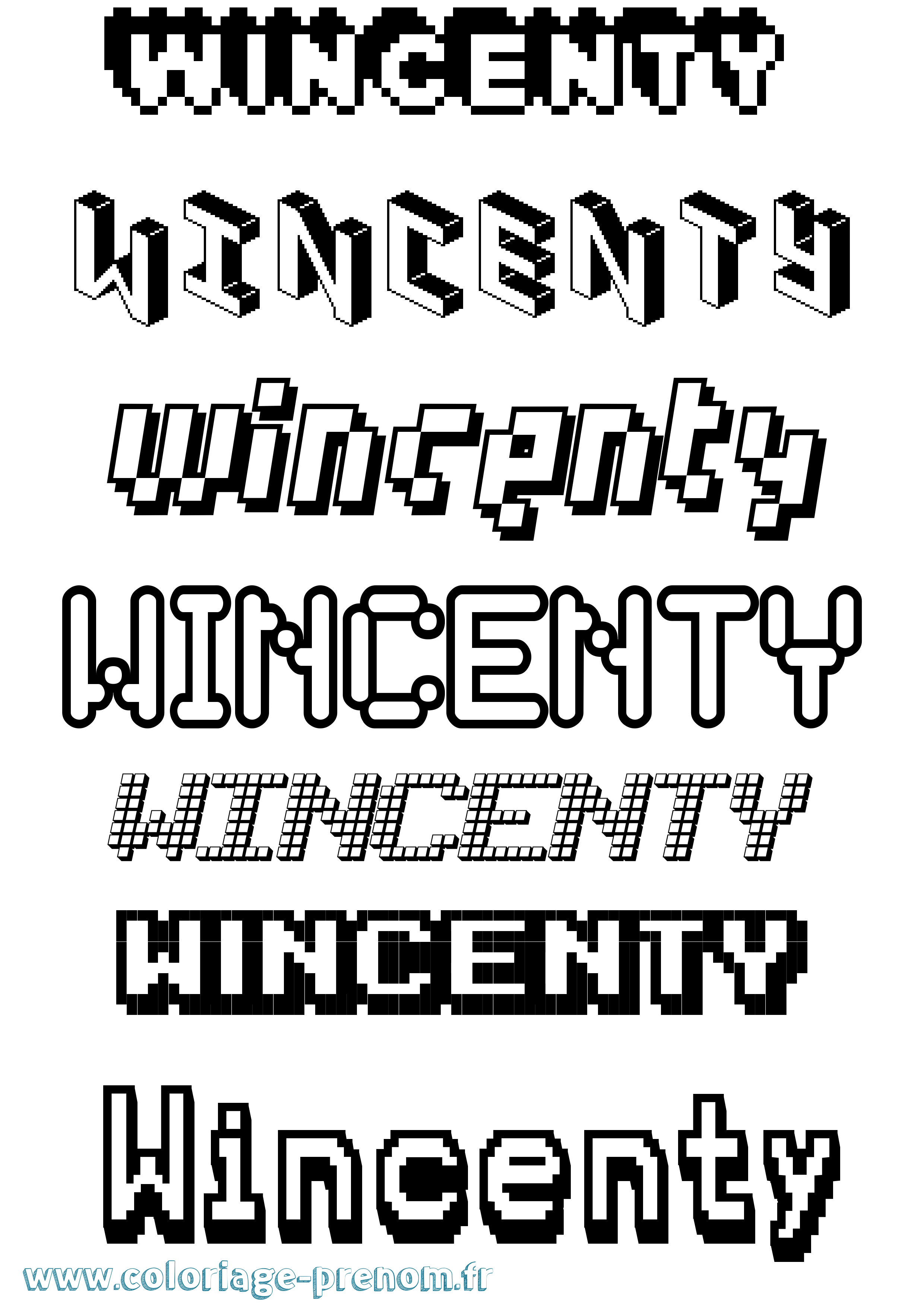 Coloriage prénom Wincenty Pixel