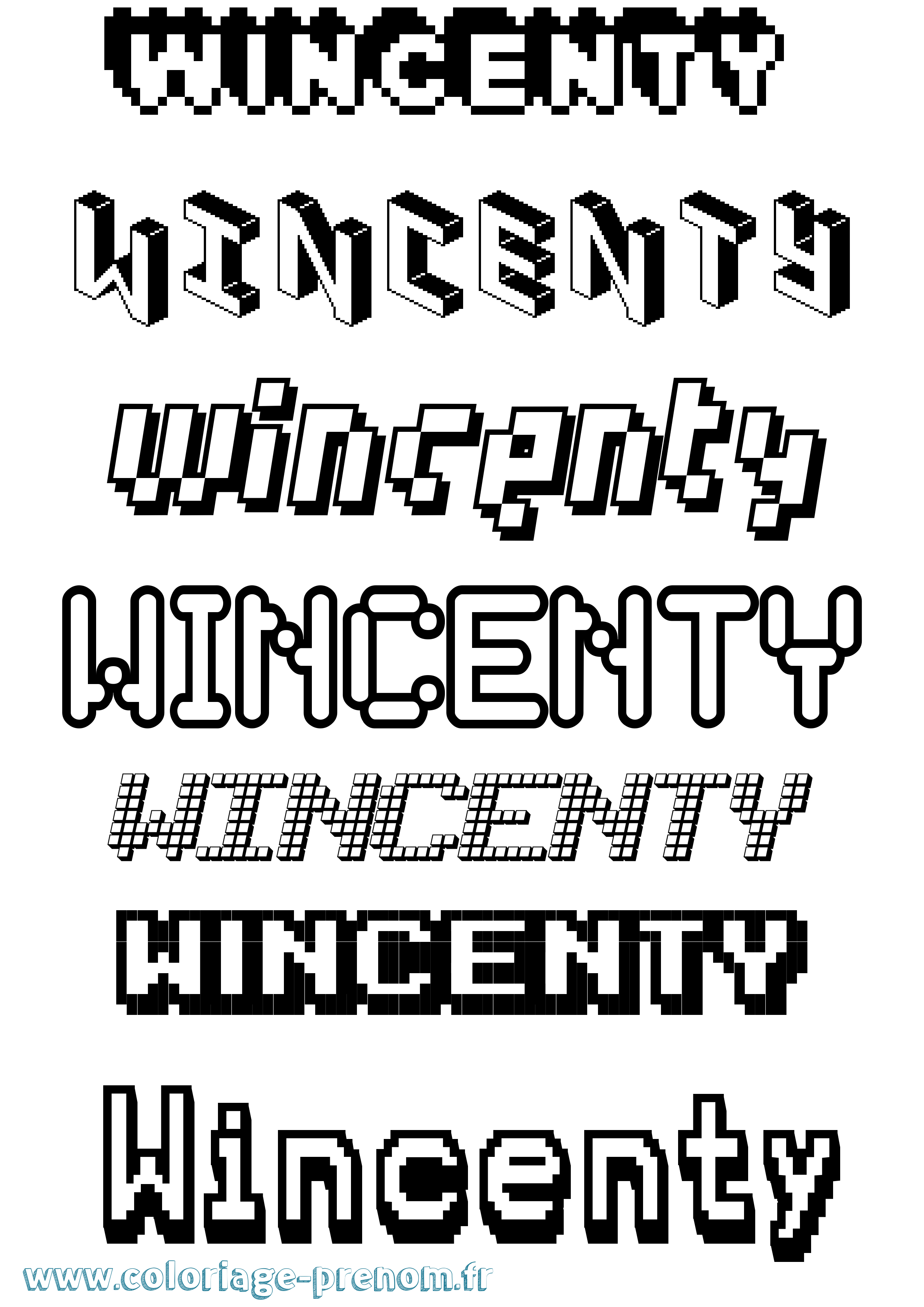 Coloriage Wincenty Pixel Coloriage prénom Wincenty Pixel