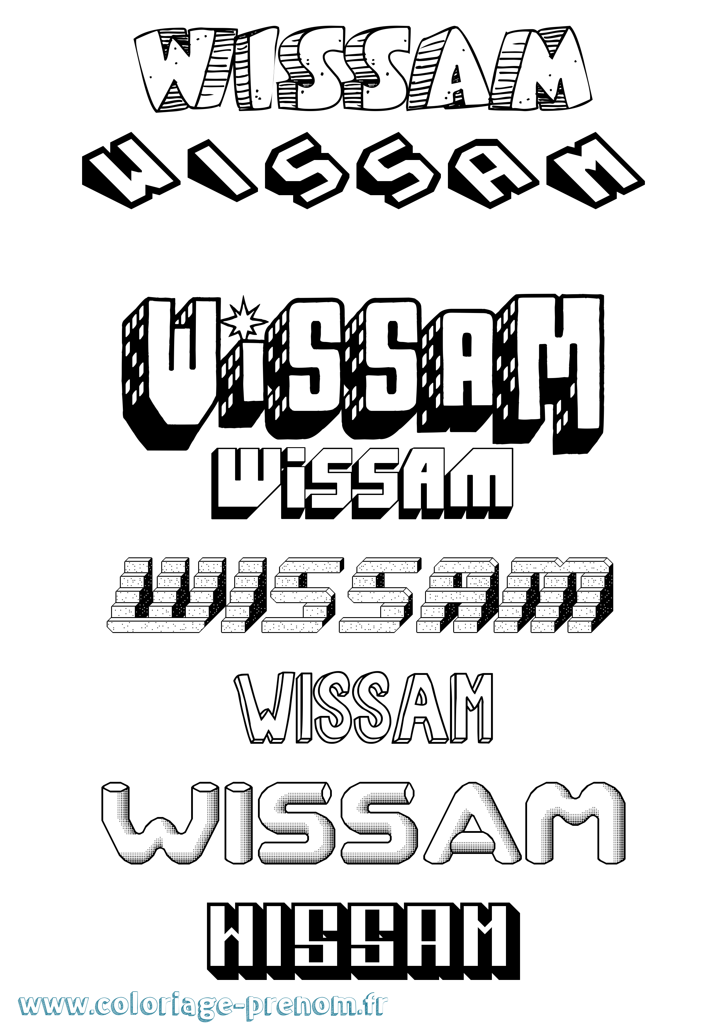 Coloriage prénom Wissam