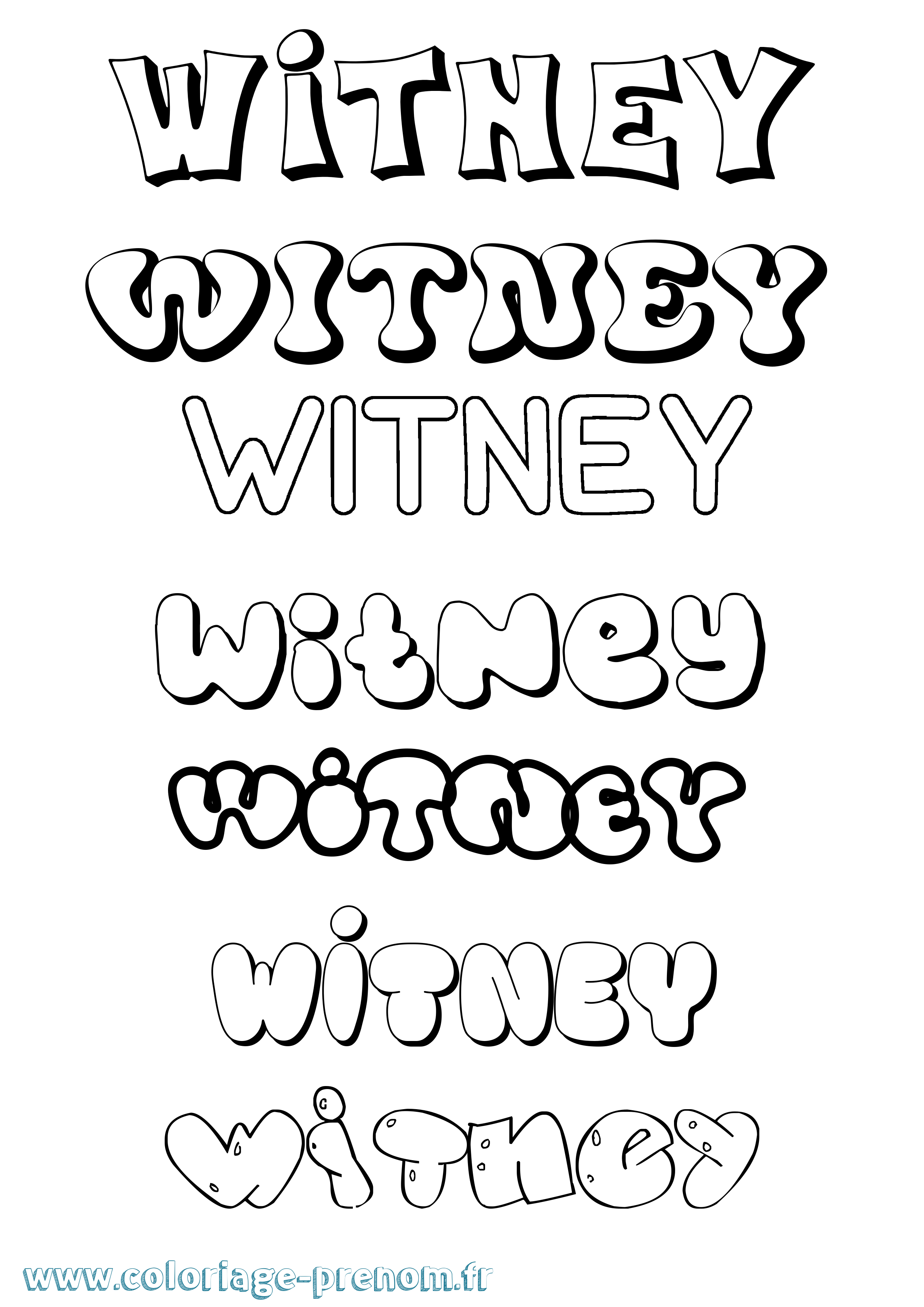 Coloriage prénom Witney Bubble
