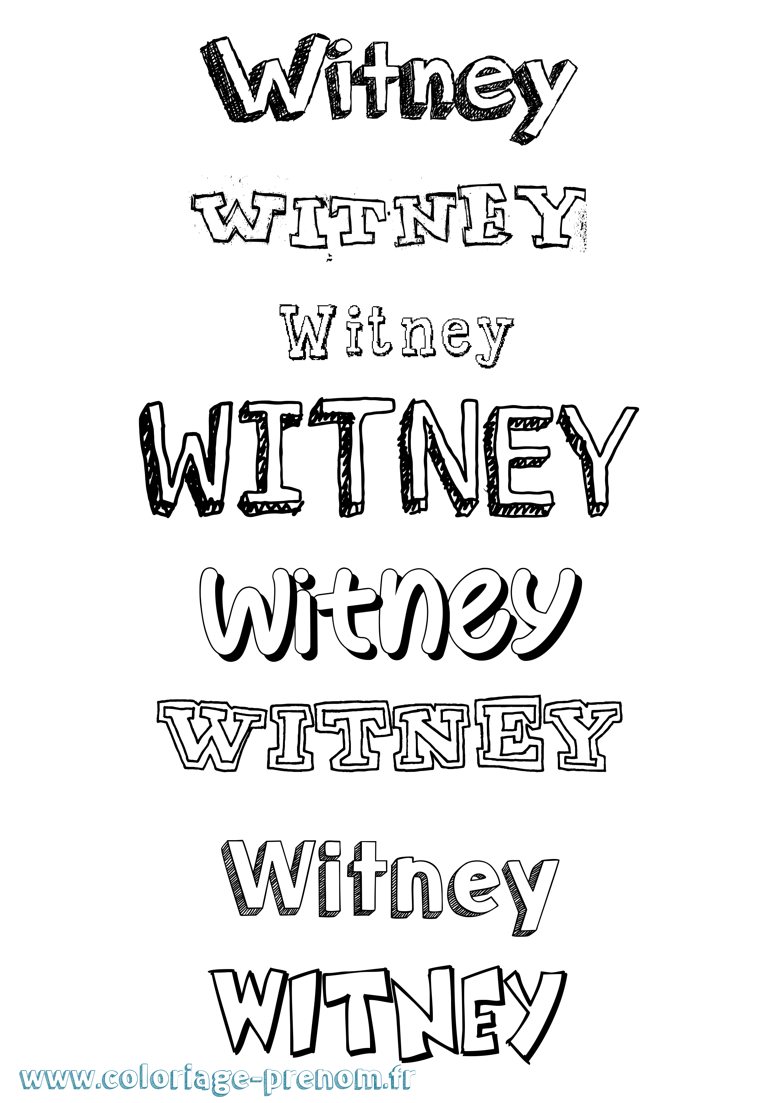 Coloriage prénom Witney Dessiné
