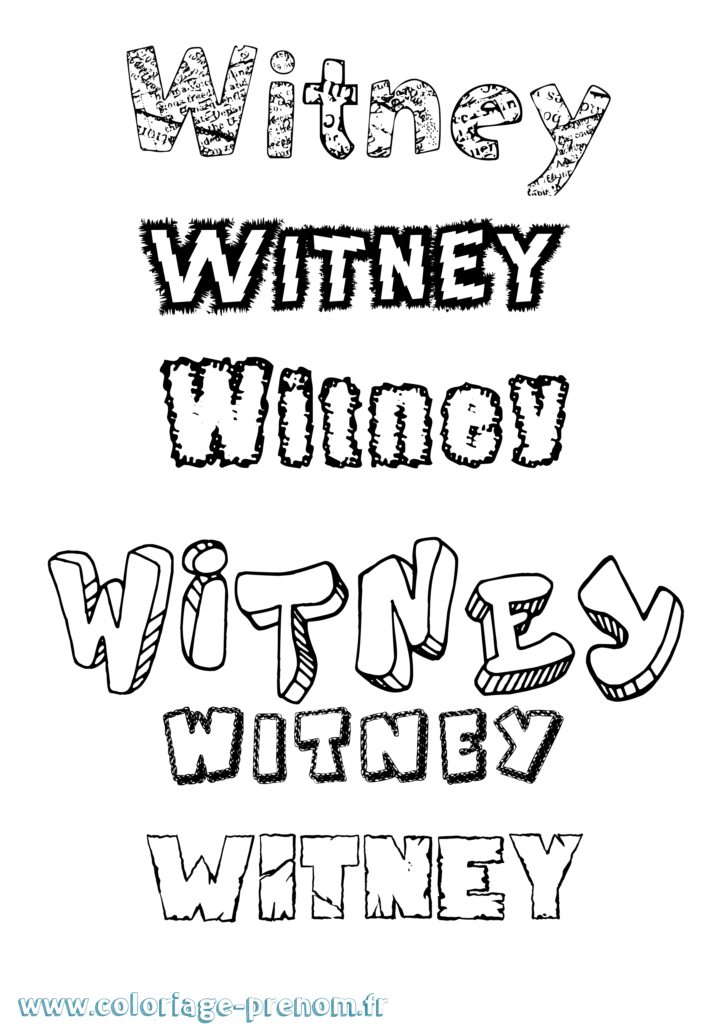 Coloriage prénom Witney Destructuré