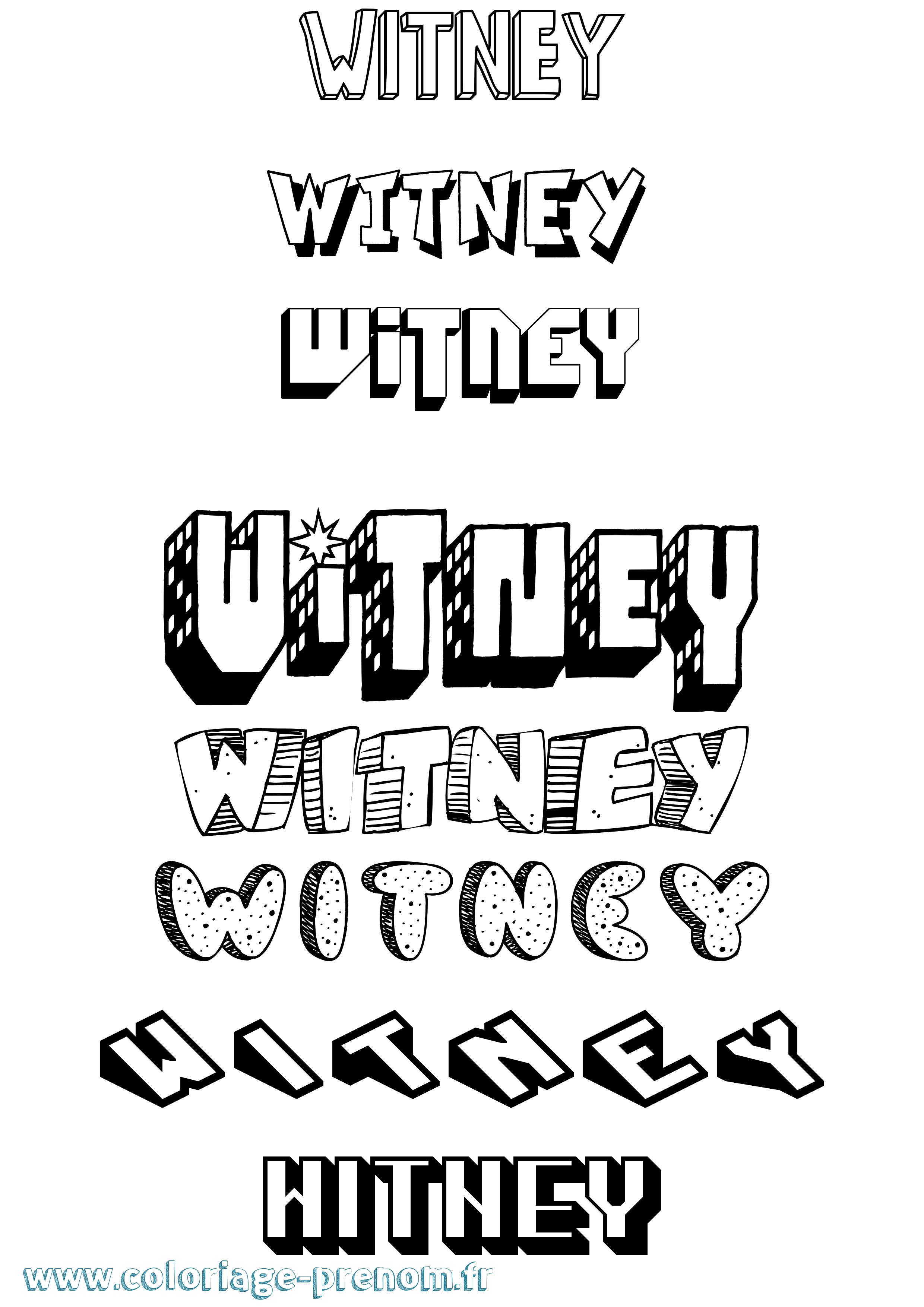 Coloriage prénom Witney Effet 3D
