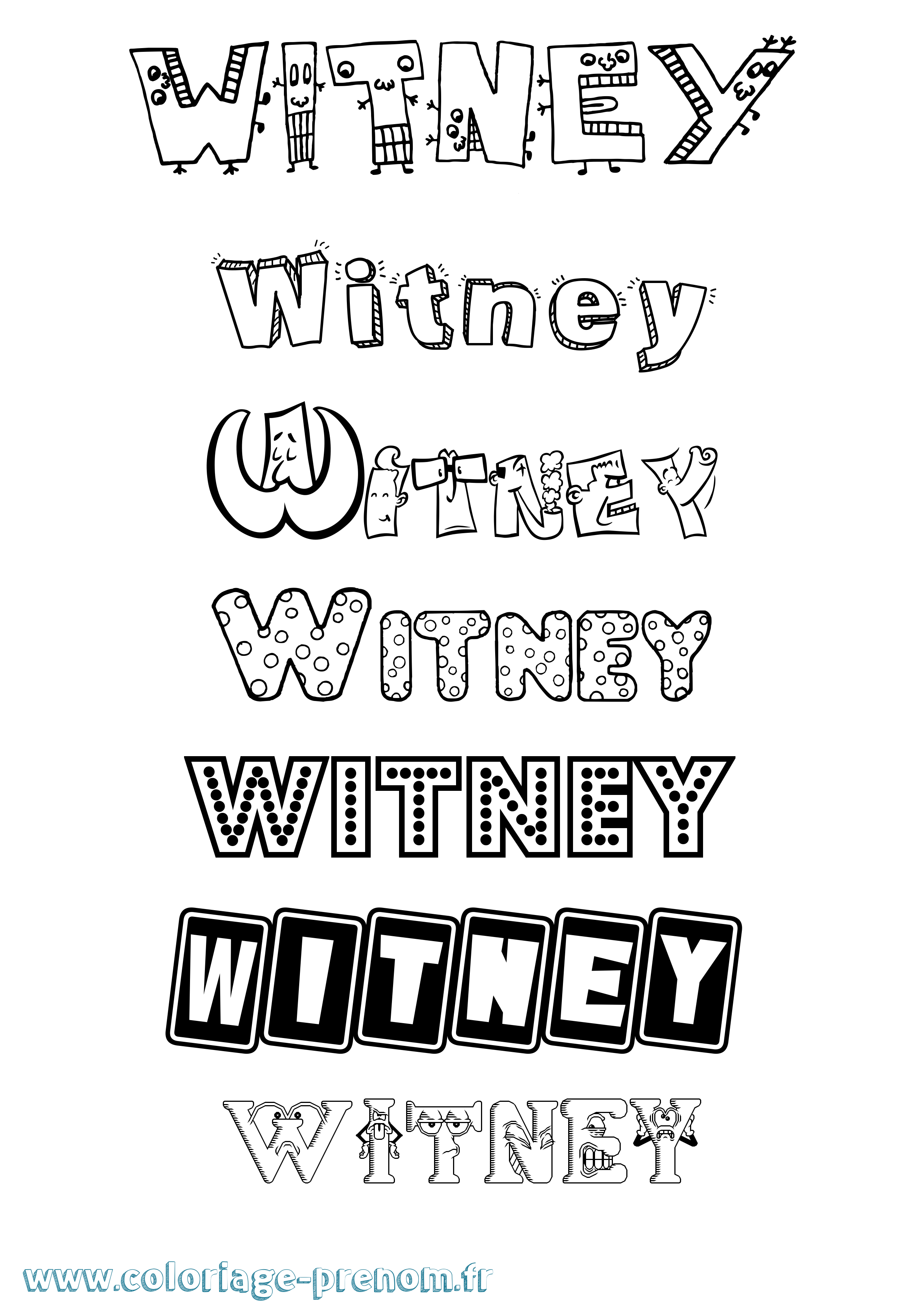 Coloriage prénom Witney Fun