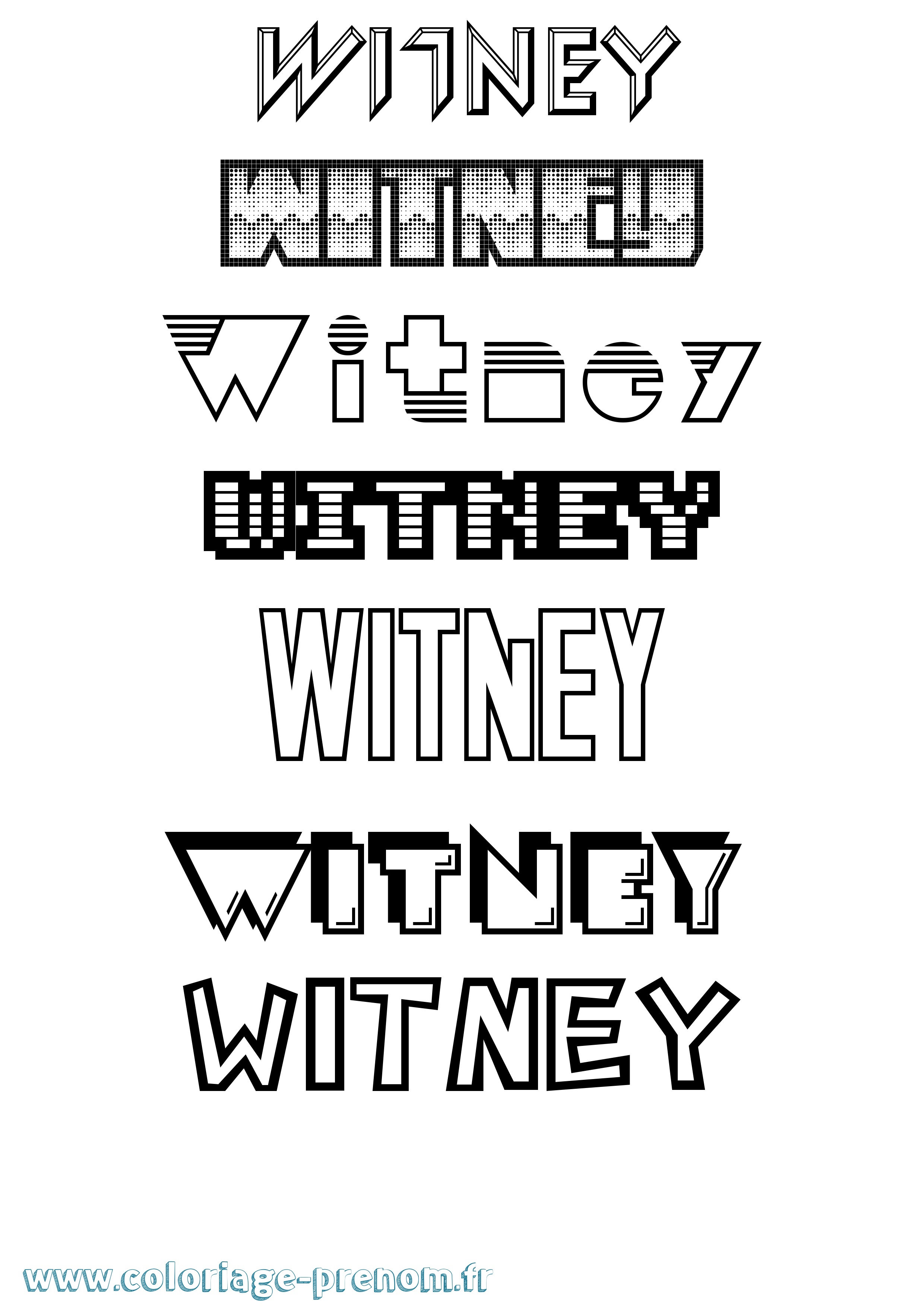 Coloriage prénom Witney Jeux Vidéos