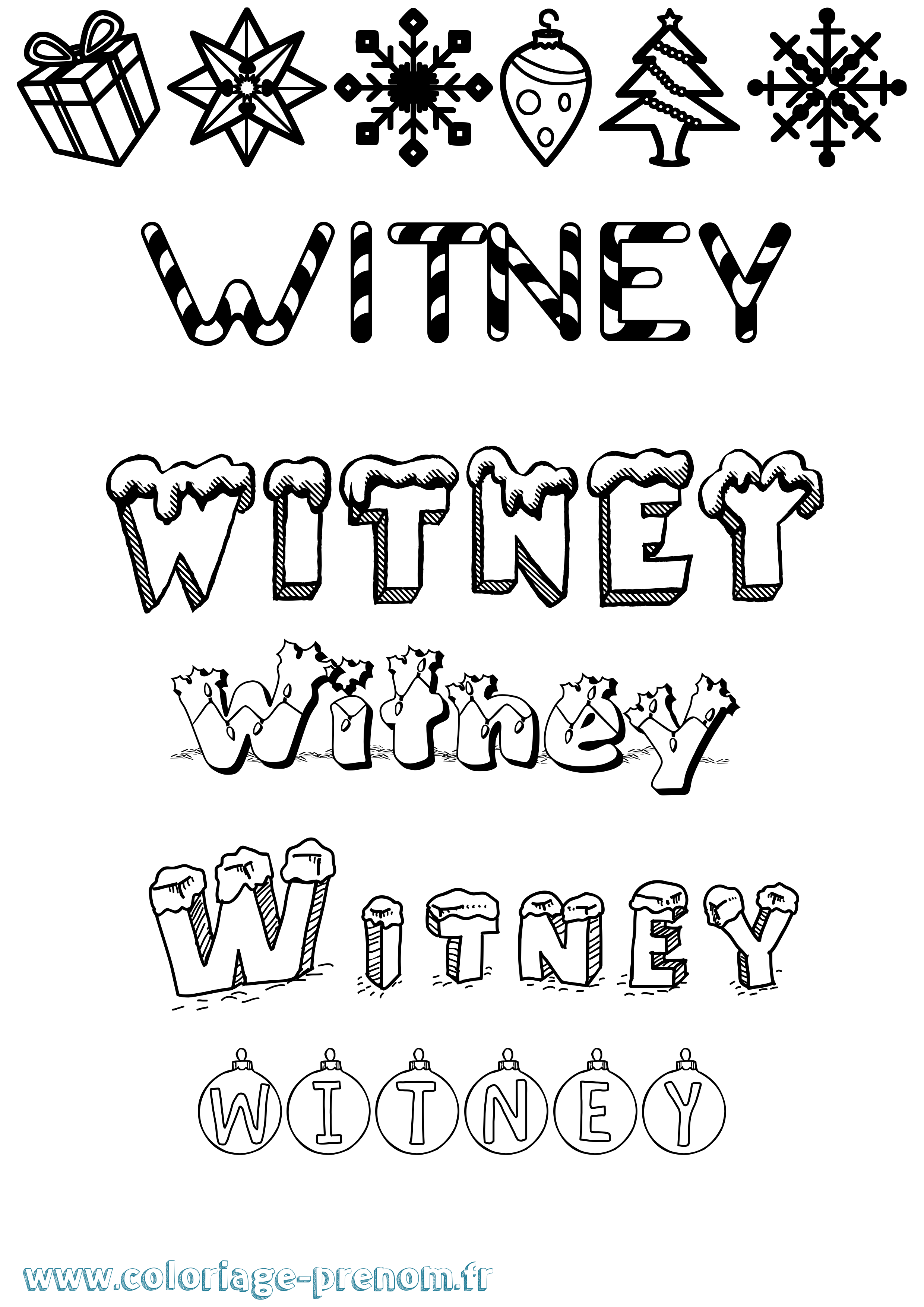 Coloriage prénom Witney Noël