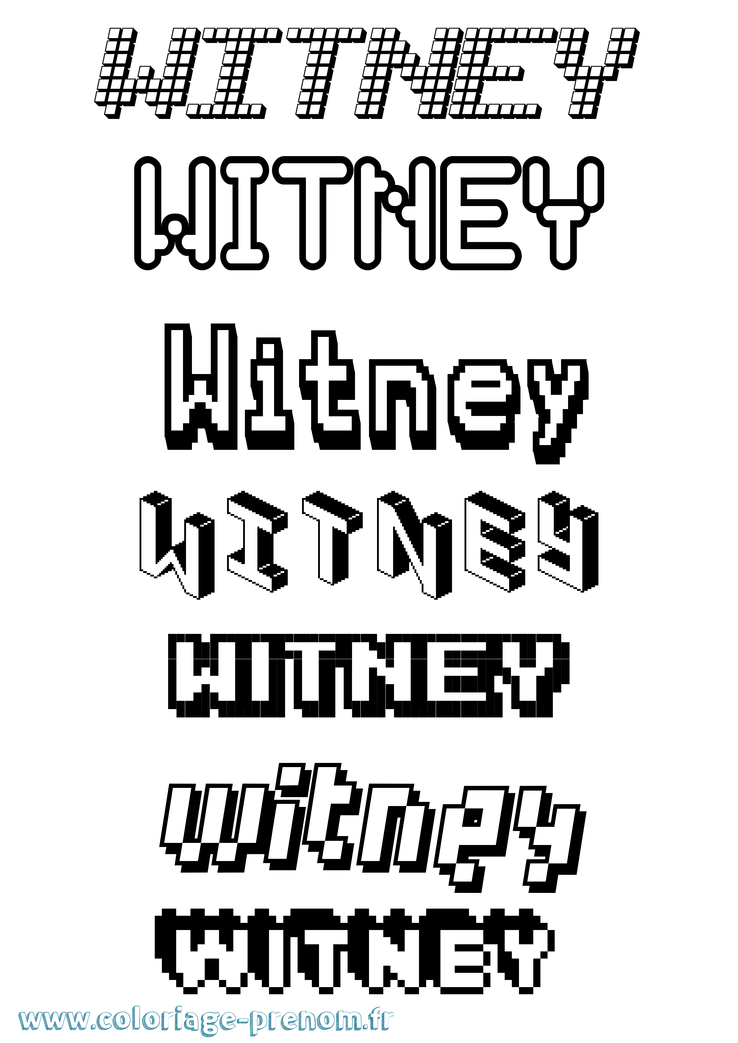Coloriage prénom Witney Pixel