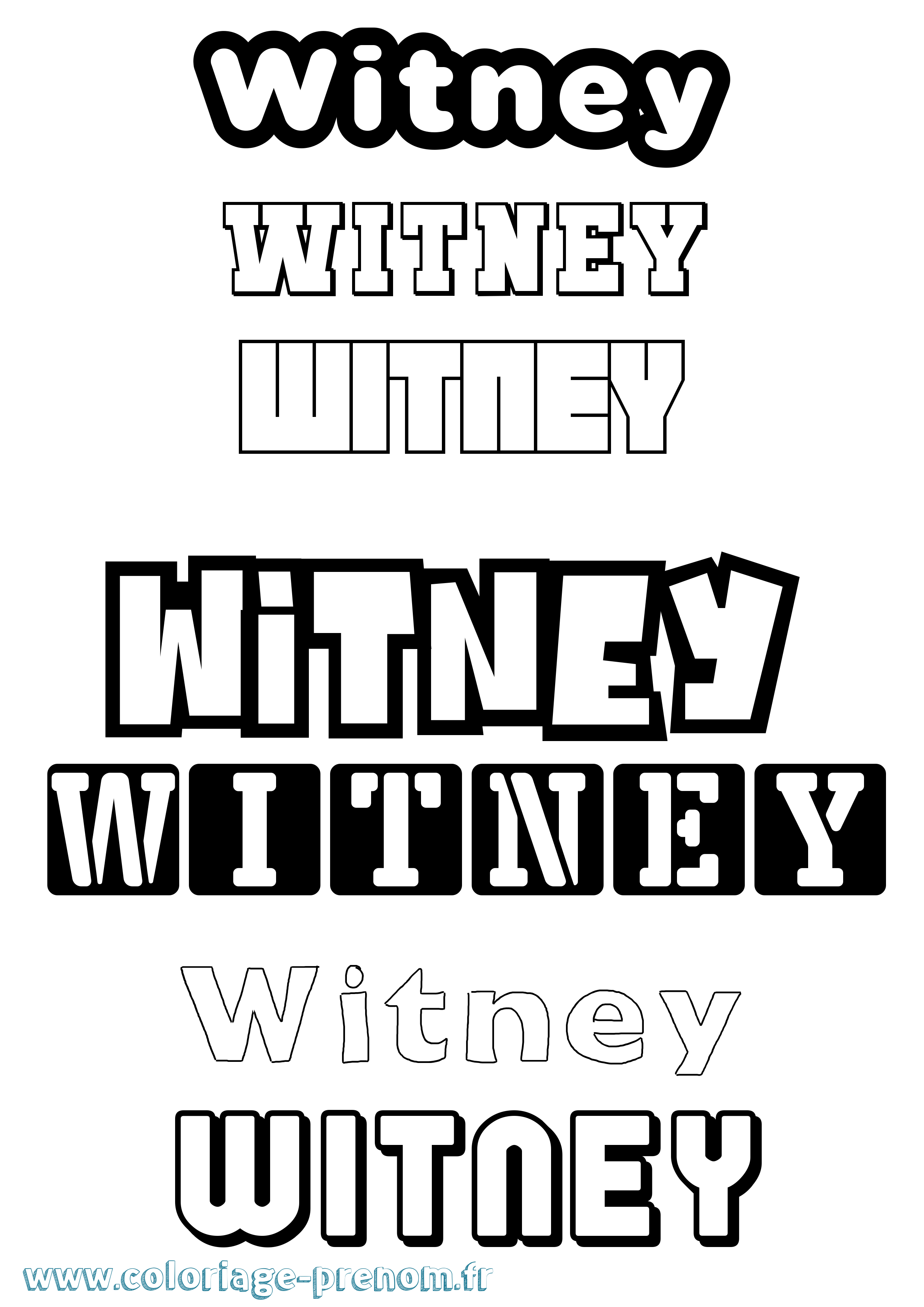 Coloriage prénom Witney Simple