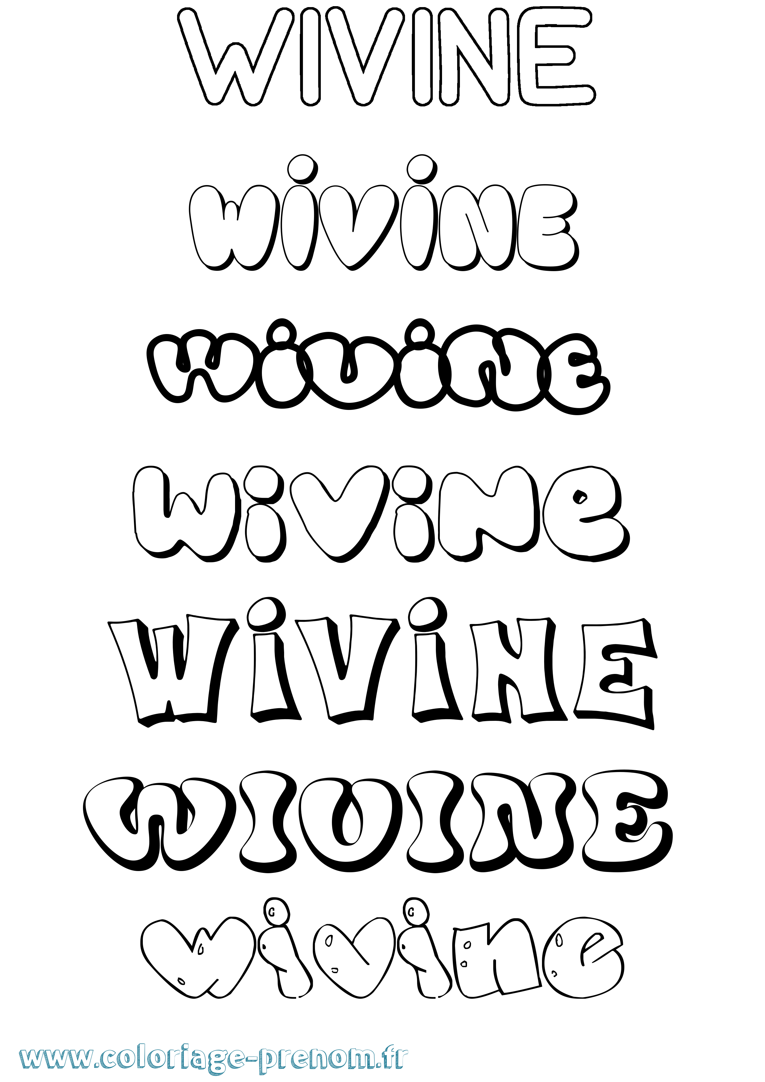 Coloriage prénom Wivine Bubble