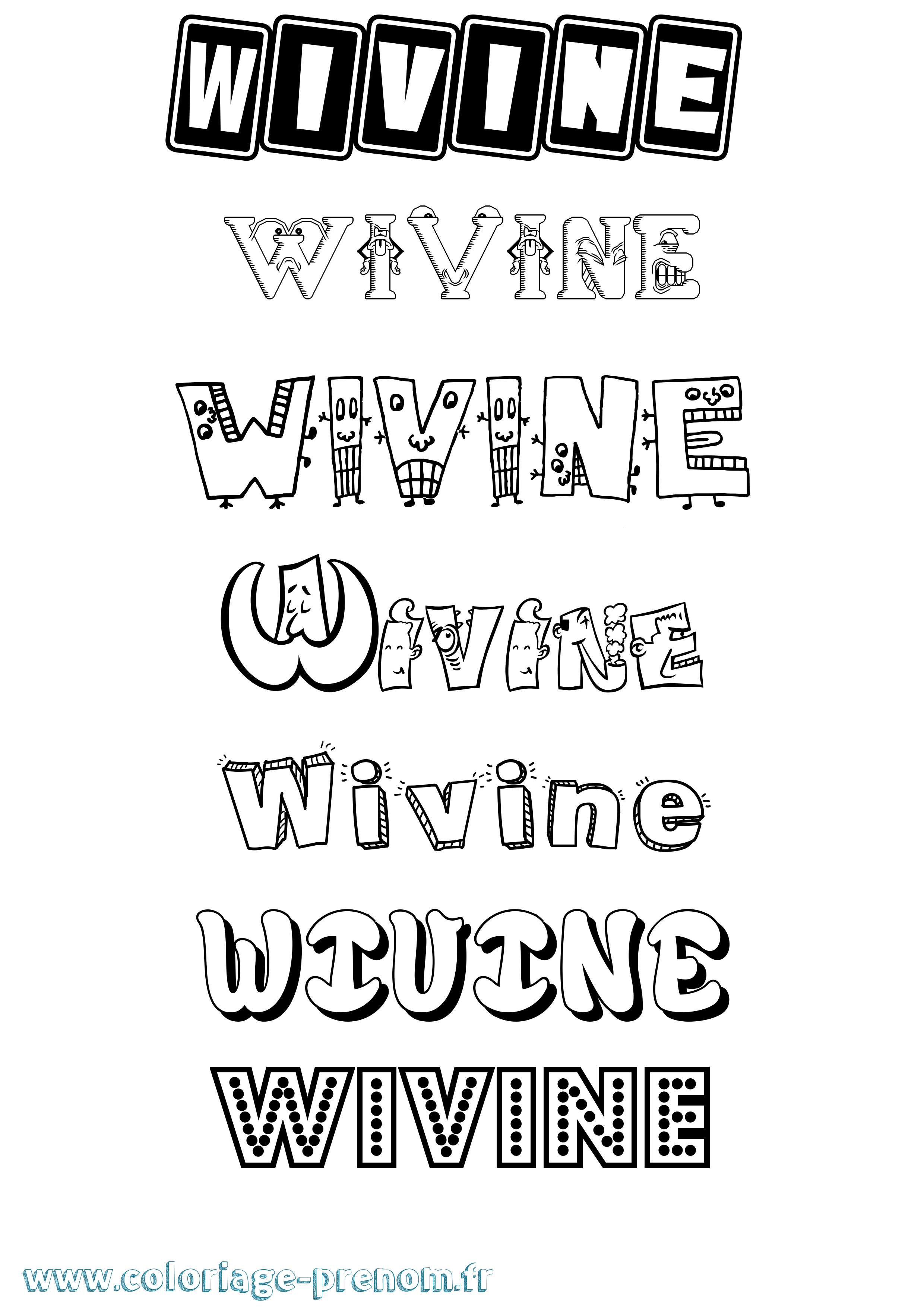 Coloriage prénom Wivine Fun